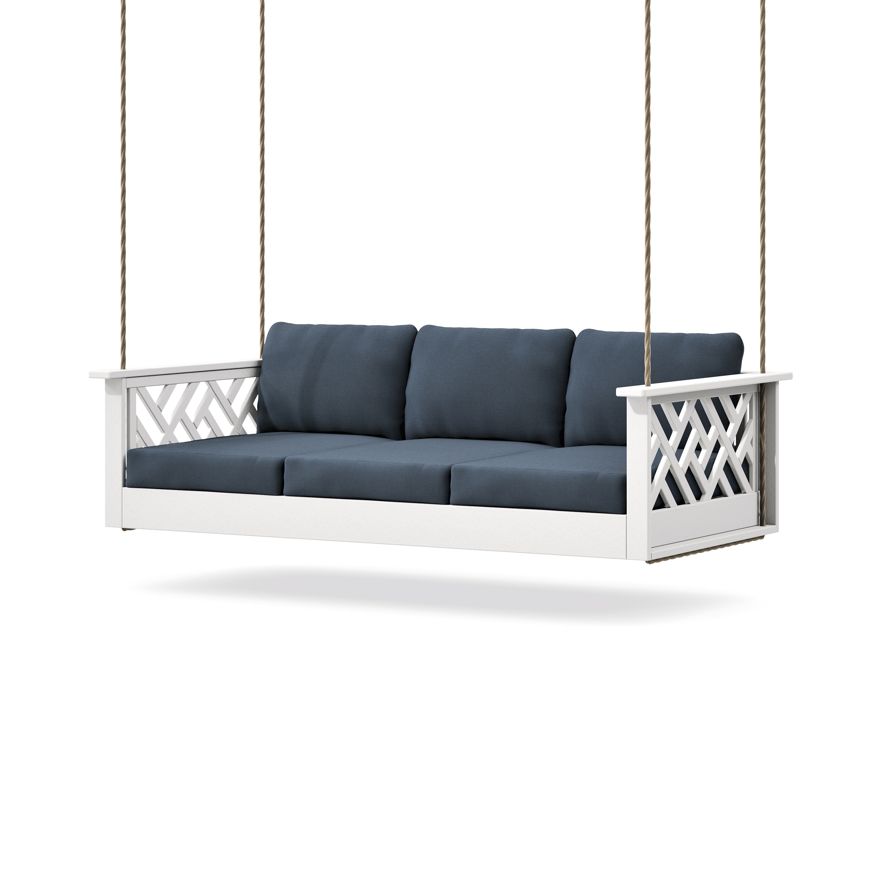 Chippendale Daybed Swing in White / Marine Indigo