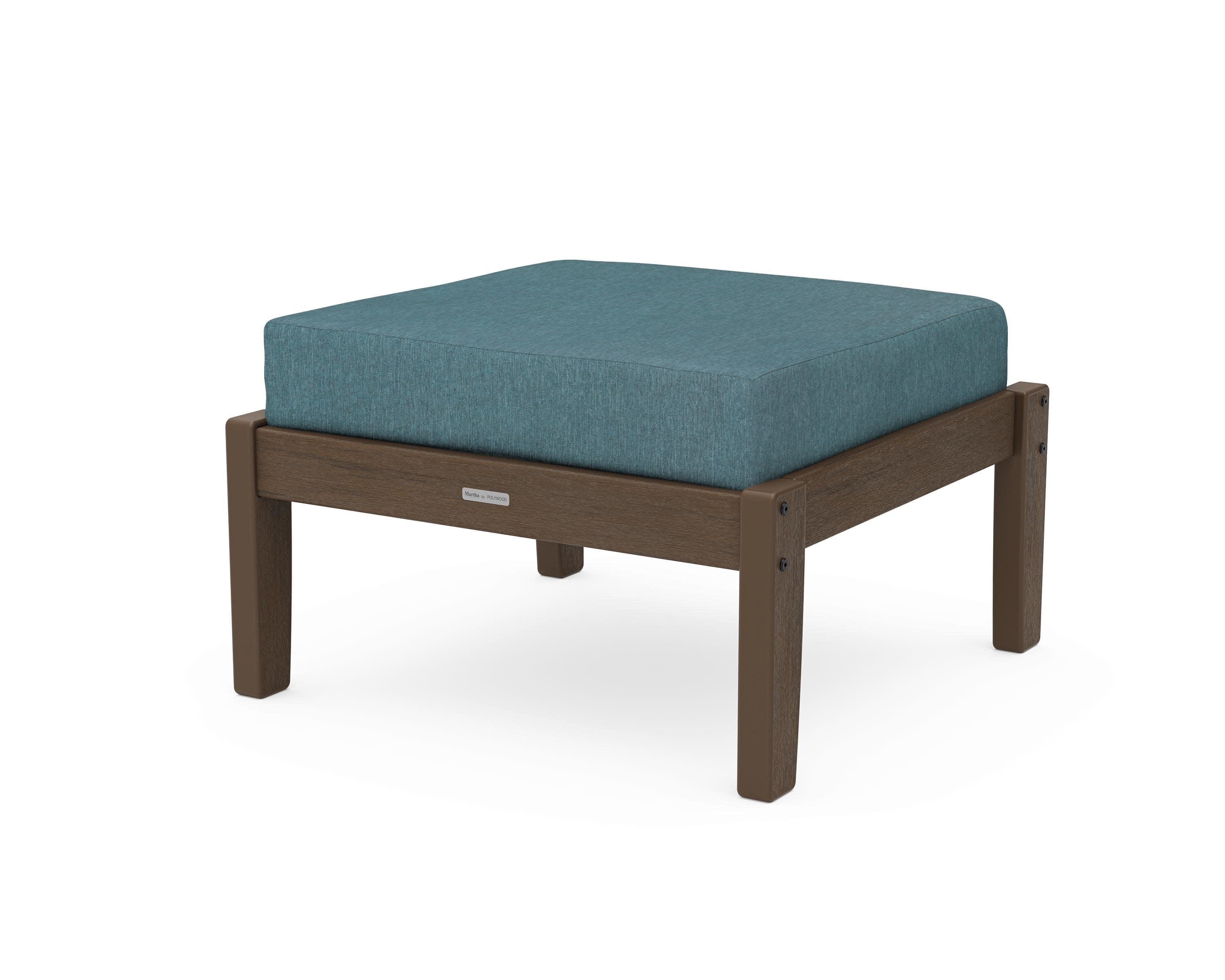 Chinoiserie Deep Seating Ottoman in Kona / Ocean Teal