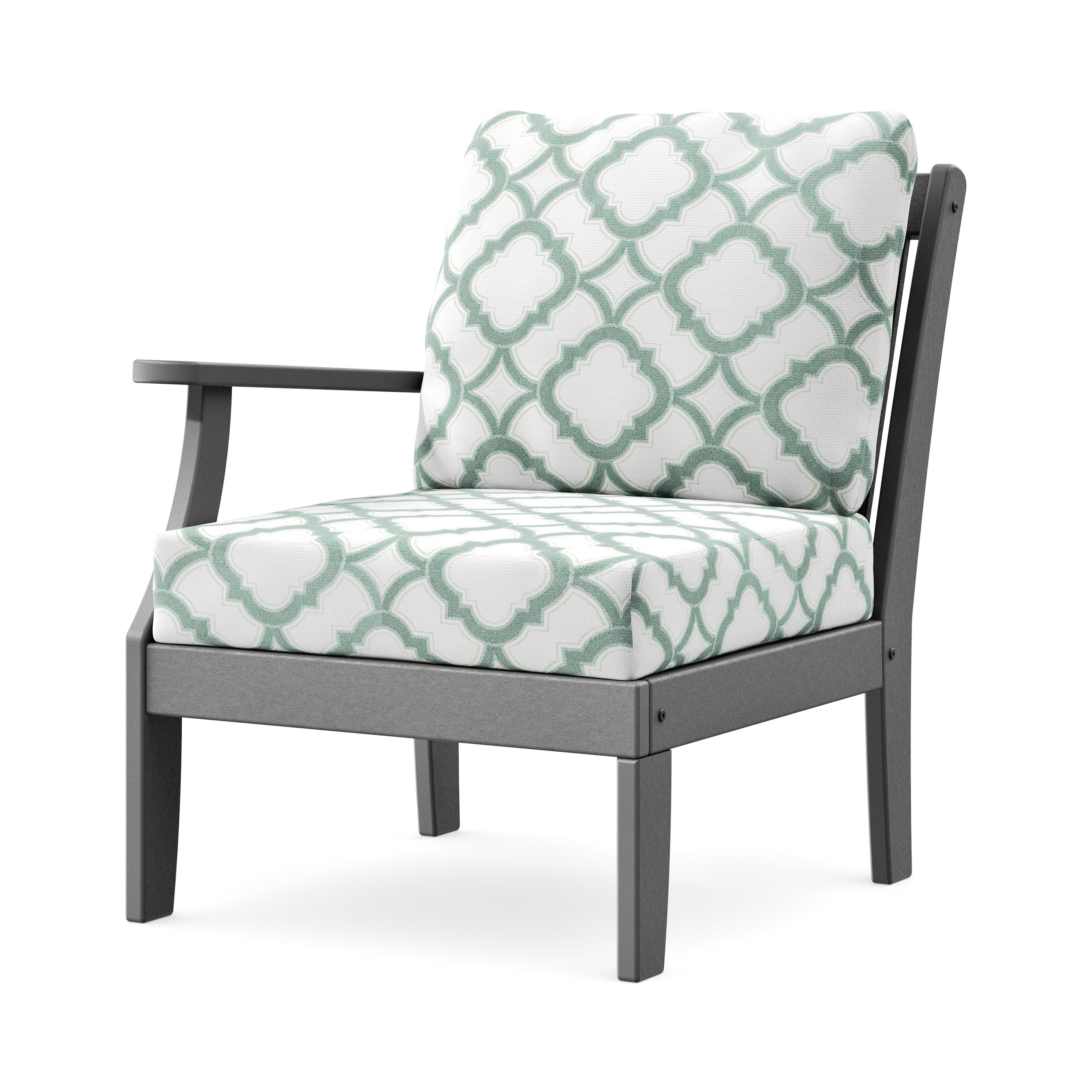 Braxton Modular Left Arm Chair in Slate Grey / Trellis Glacier Spa