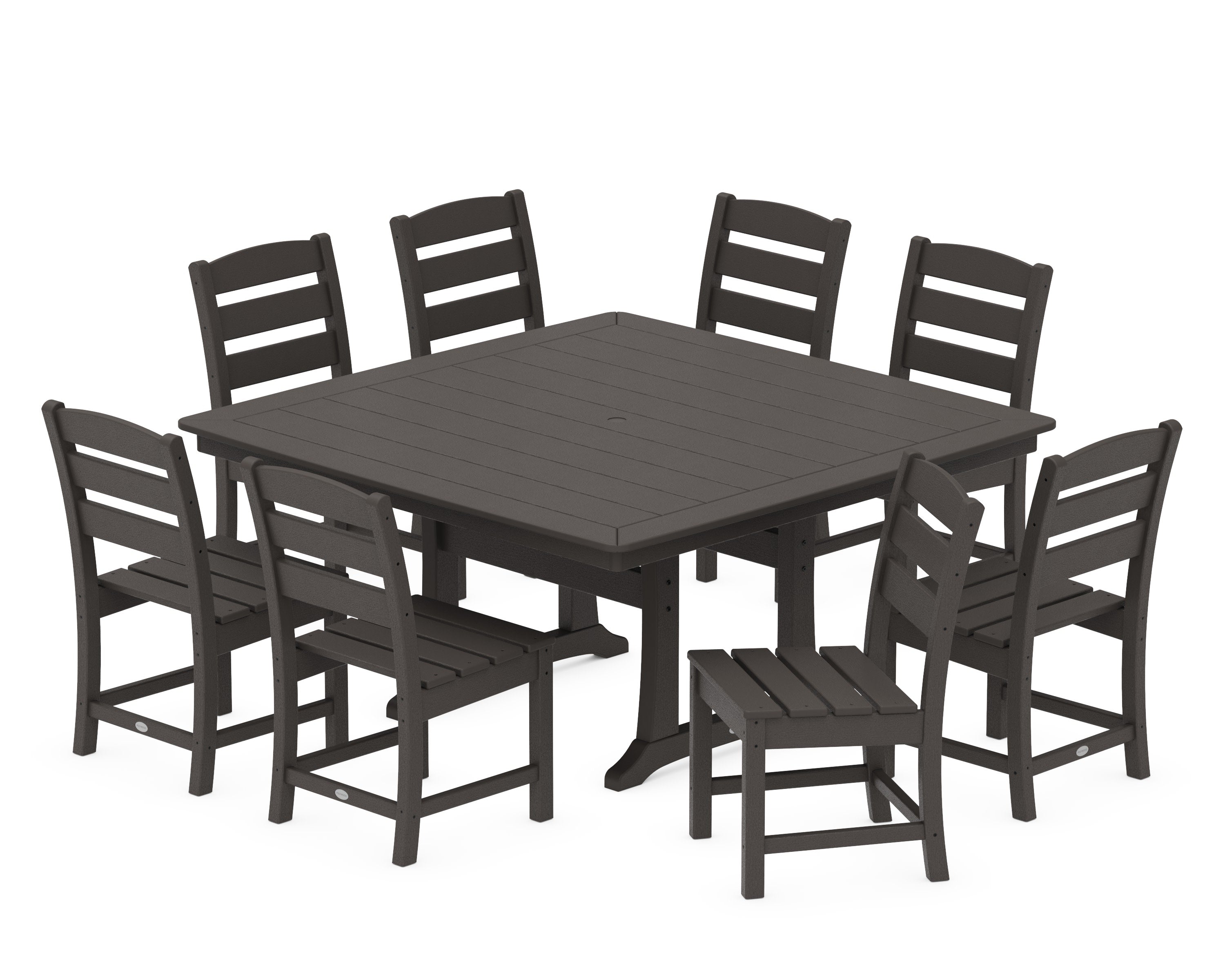 Lakeside 9-Piece Nautical Trestle Dining Set in Vintage Coffee
