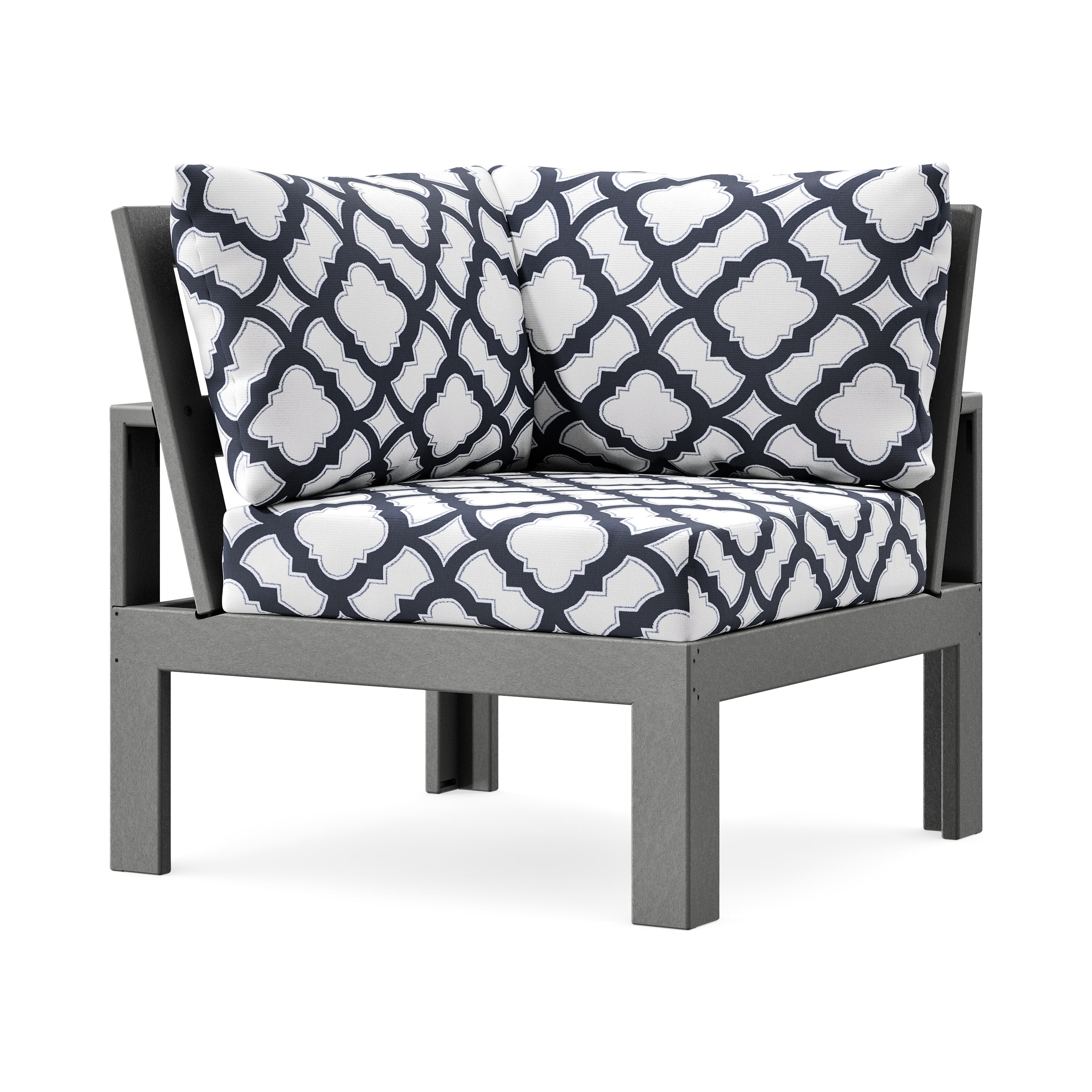 Modular Corner Chair in Slate Grey / Trellis Navy