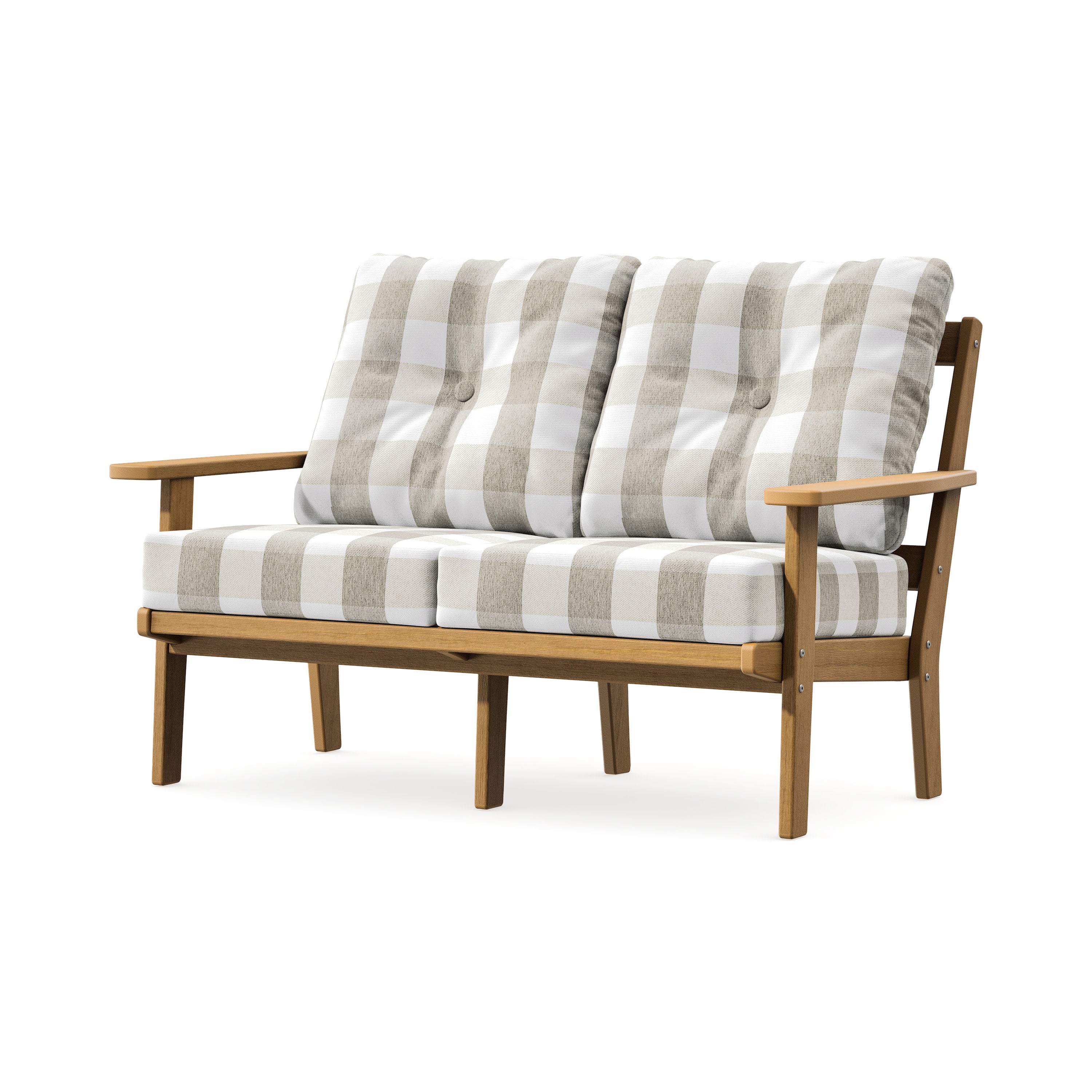 Prairie Deep SeatingLoveseat in Natural / Buffalo Plaid Dune Burlap