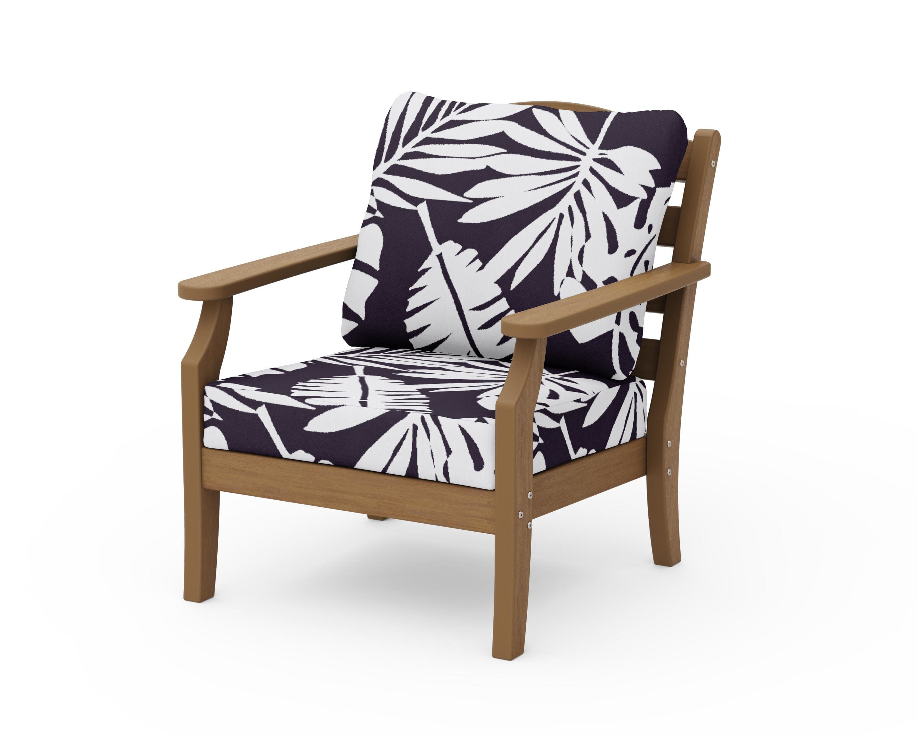Savannah Deep Seating Chair in Natural / Leaf Navy