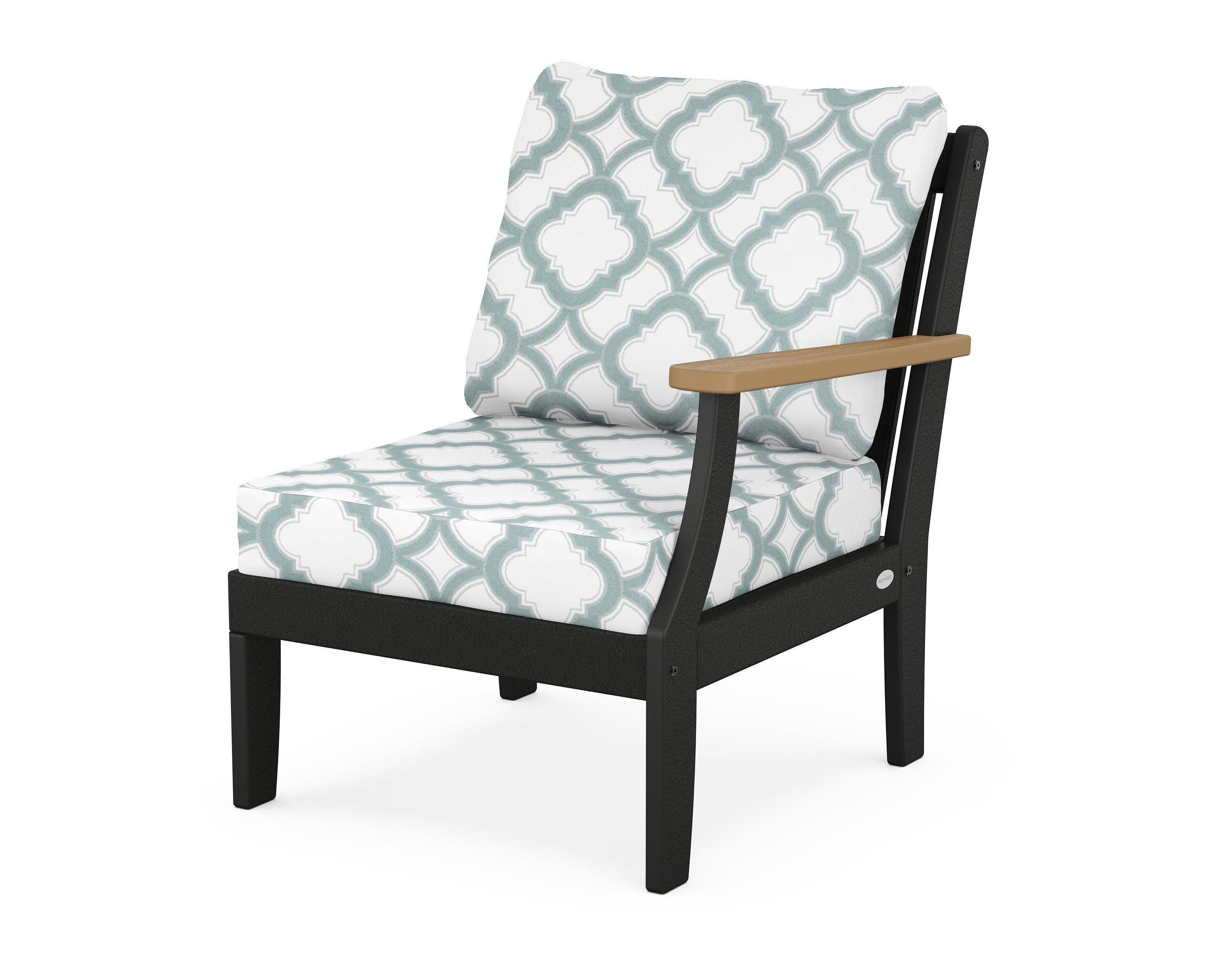 Braxton Modular Right Arm Chair in Black / Natural / Trellis Glacier Spa