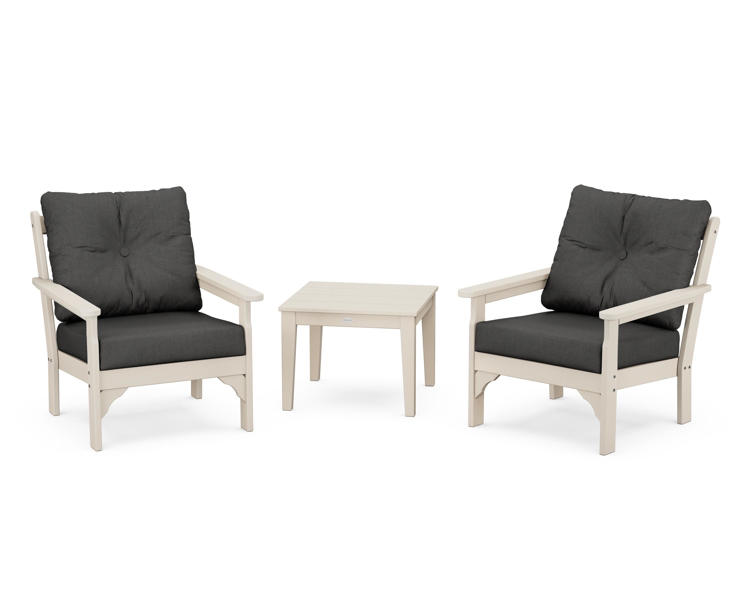 Vineyard 3-Piece Deep Seating Set in Sand / Spectrum Carbon