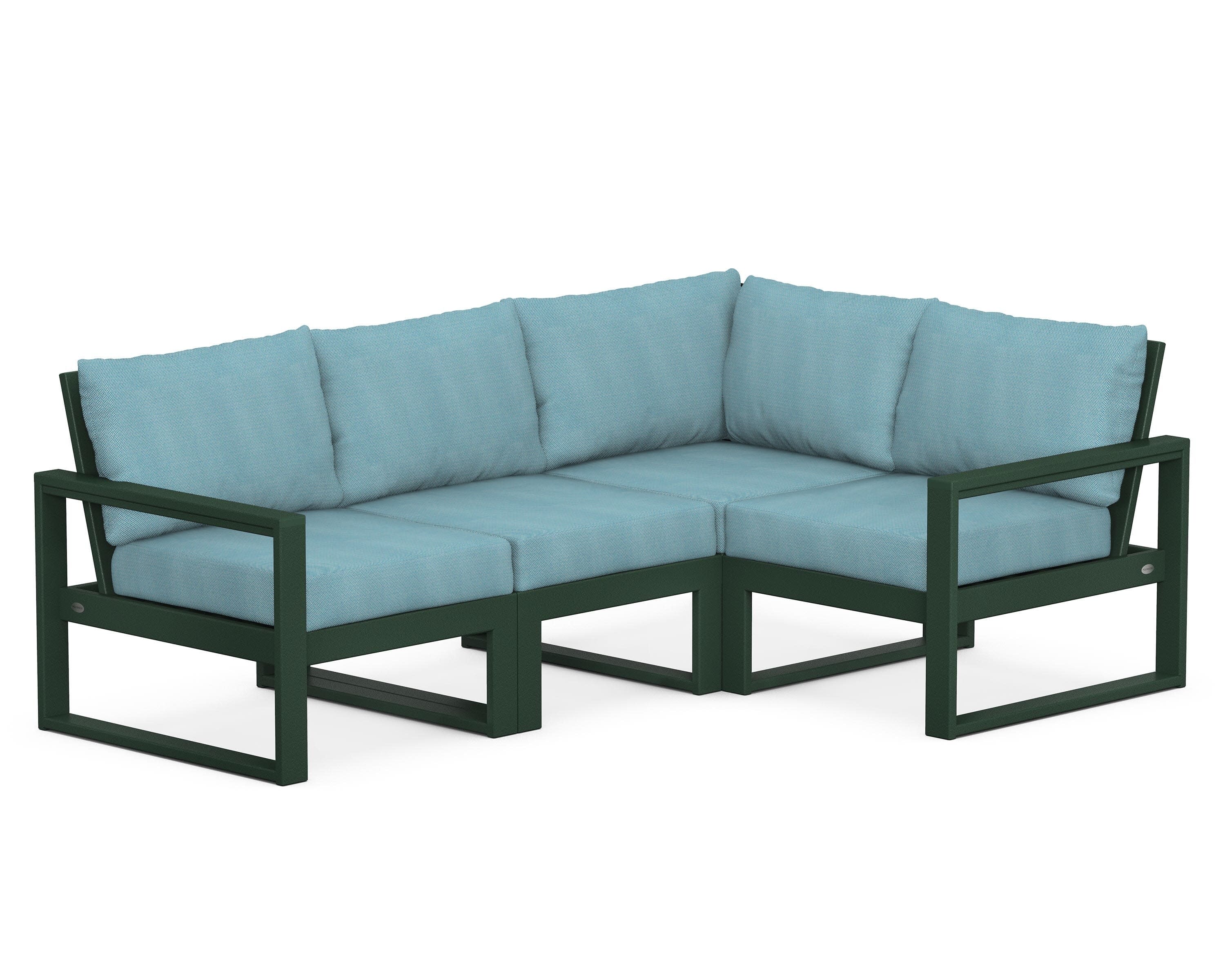 EDGE 4-Piece Modular Deep Seating Set in Green / Lattice Sky Blue