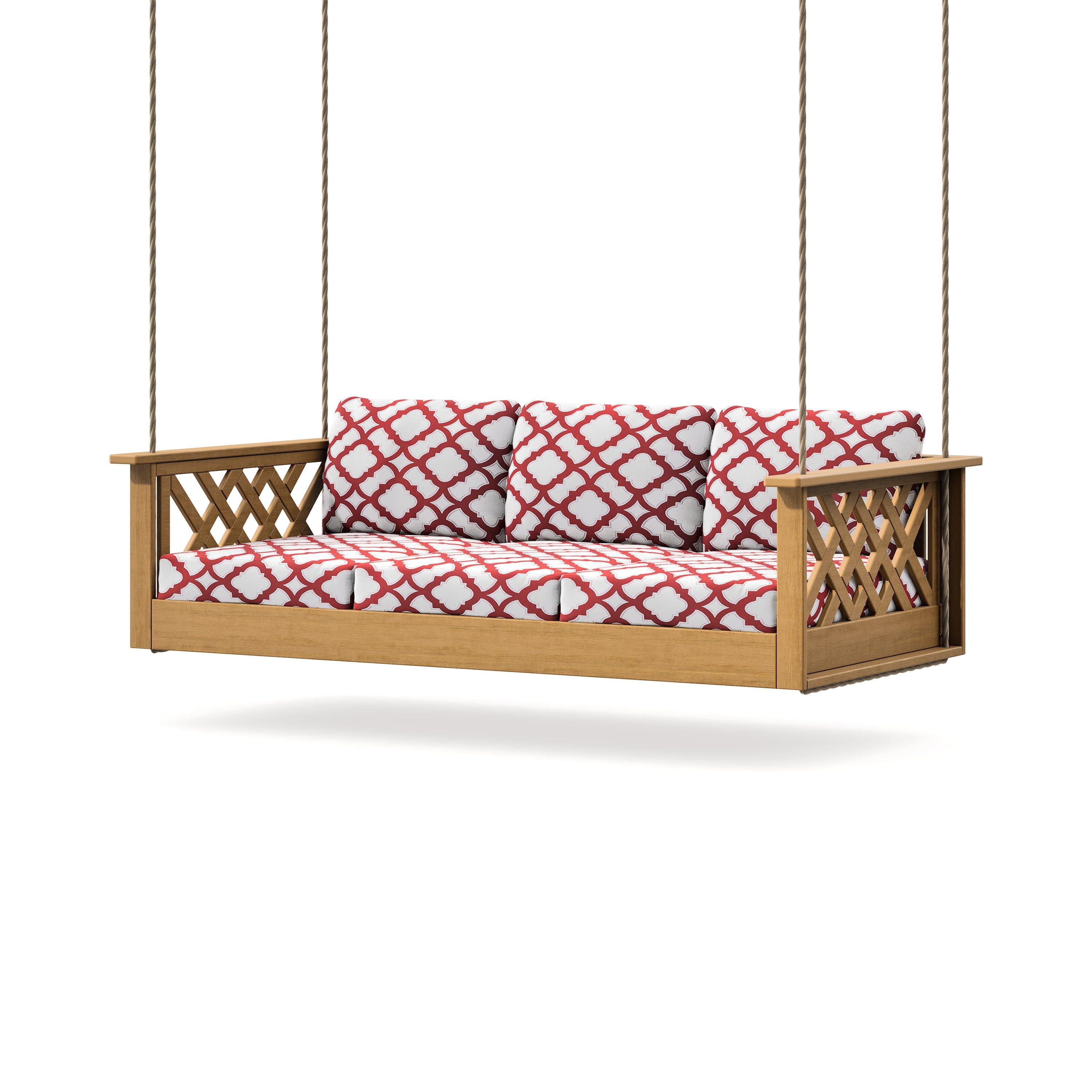Wovendale Daybed Swing in Natural / Trellis Crimson