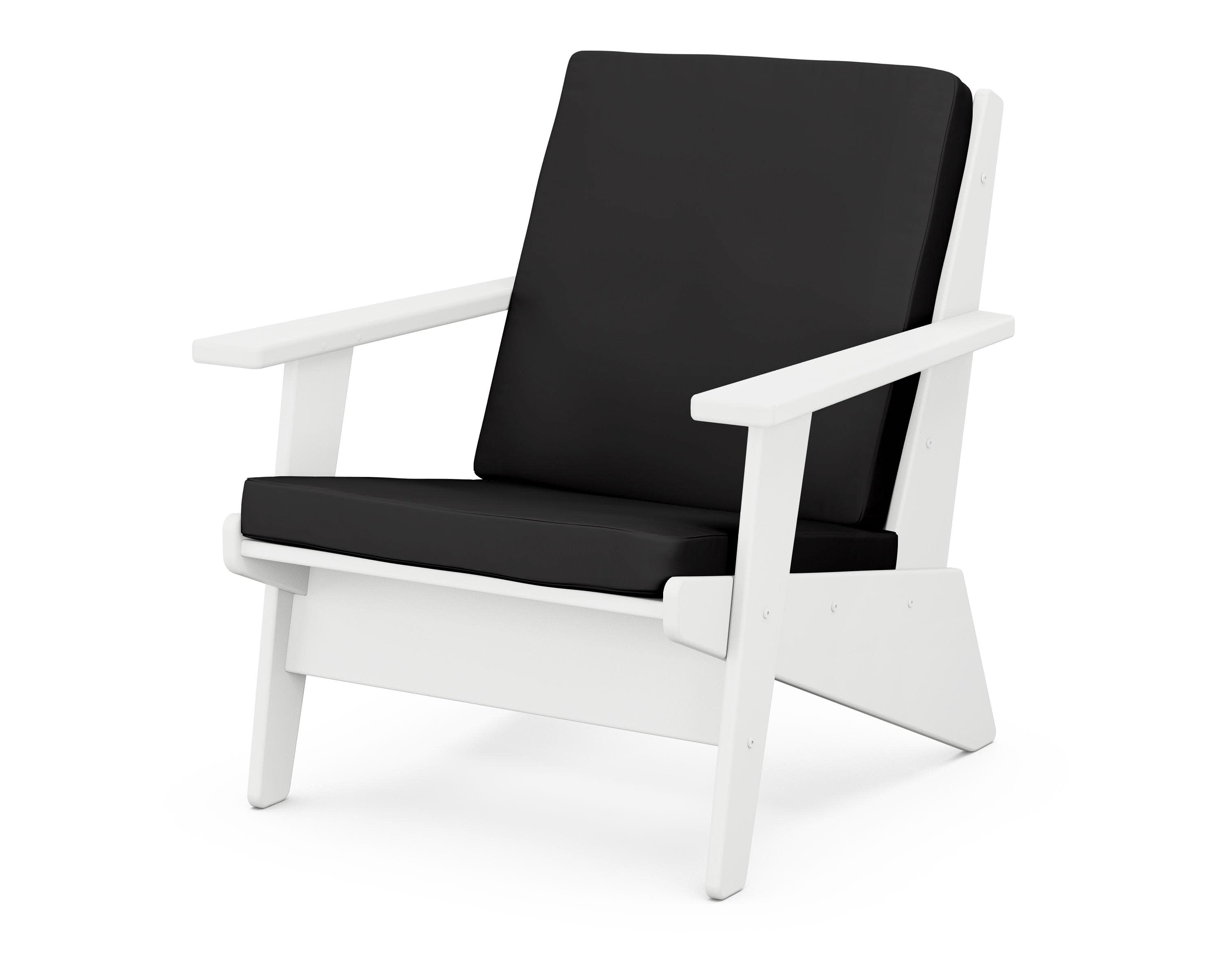 Riviera Modern Lounge Chair in White / Canvas Black