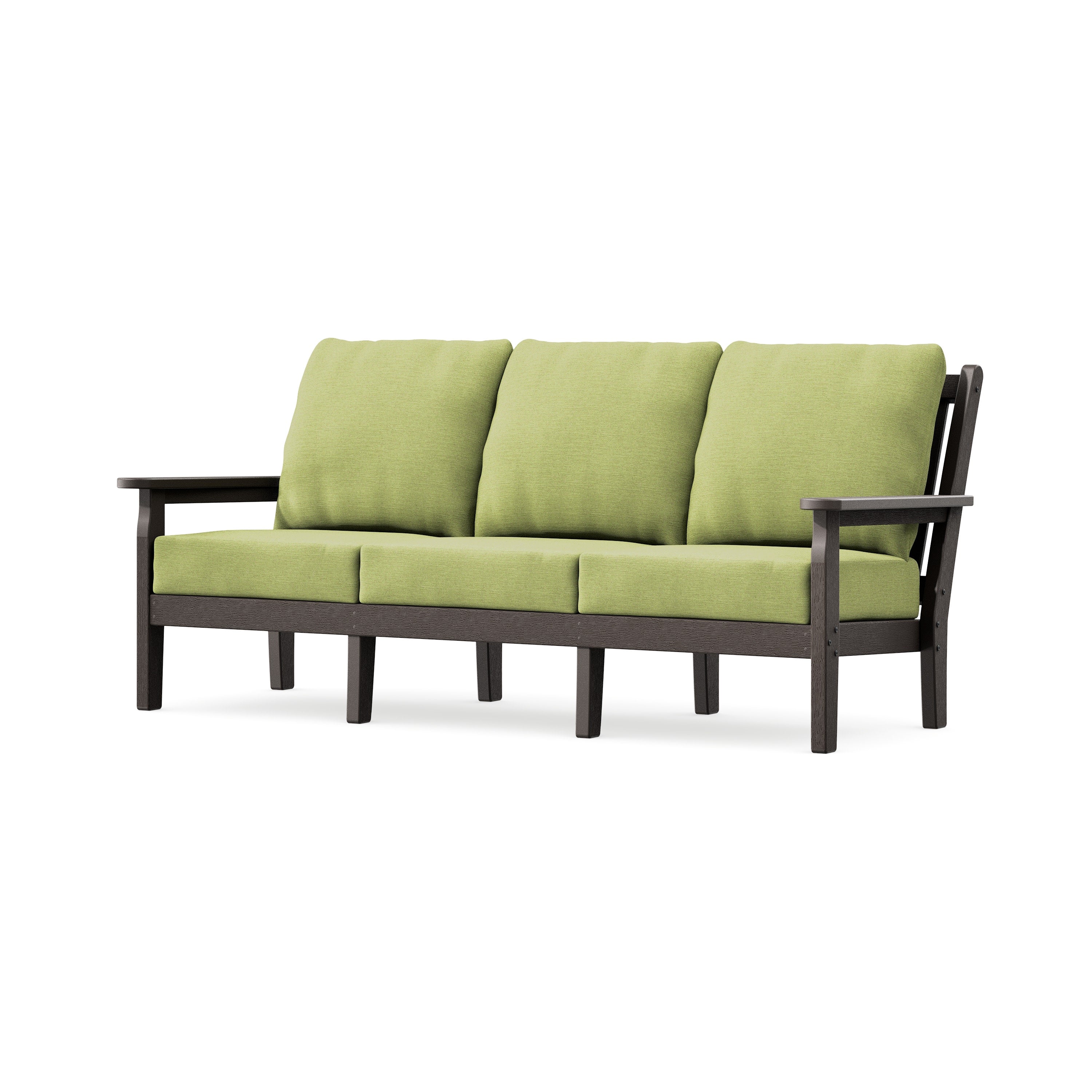 Chippendale Deep Seating Sofa in Vintage Coffee / Chartreuse Boucle