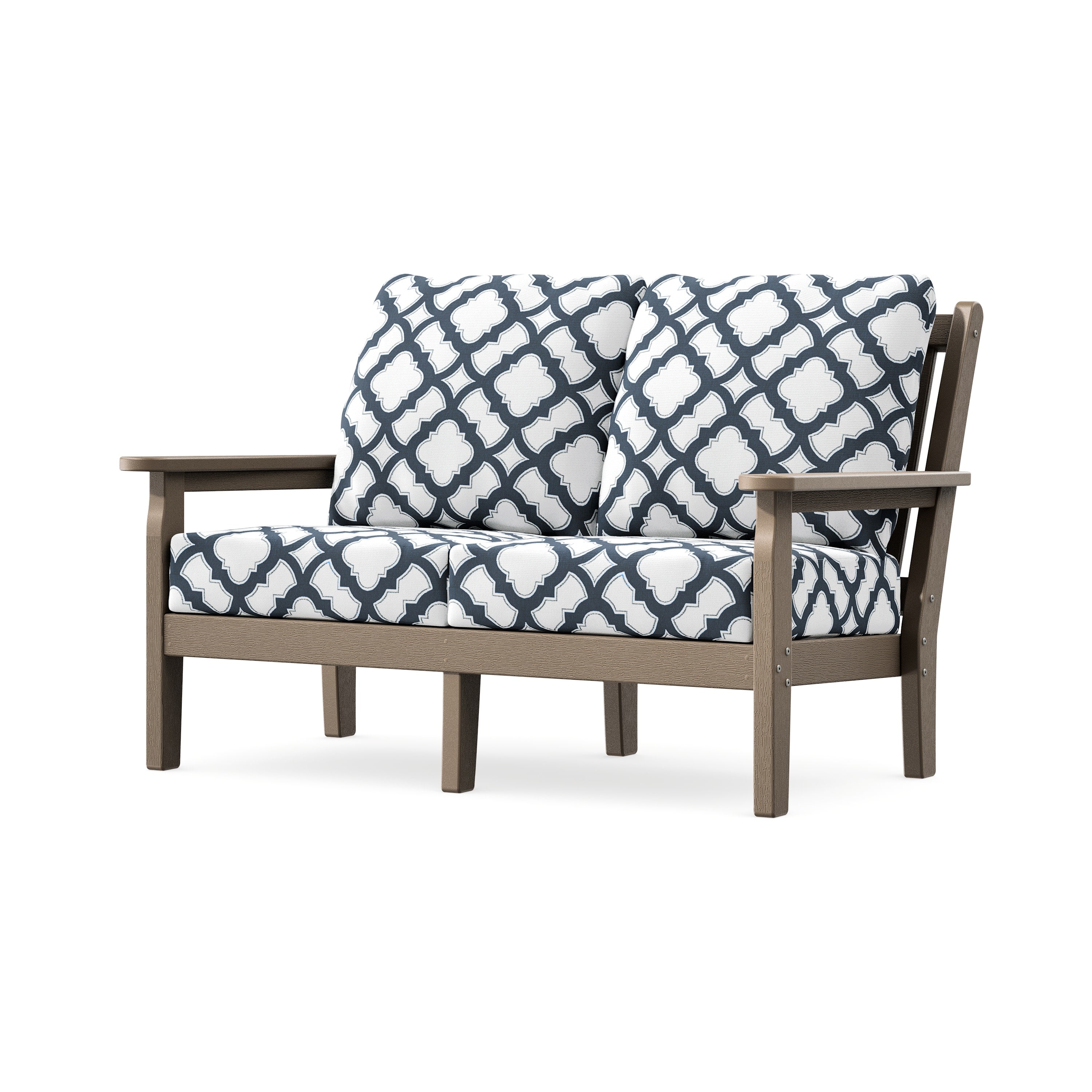 Chippendale Deep Seating Loveseat in Vintage Sahara / Trellis Marine Indigo