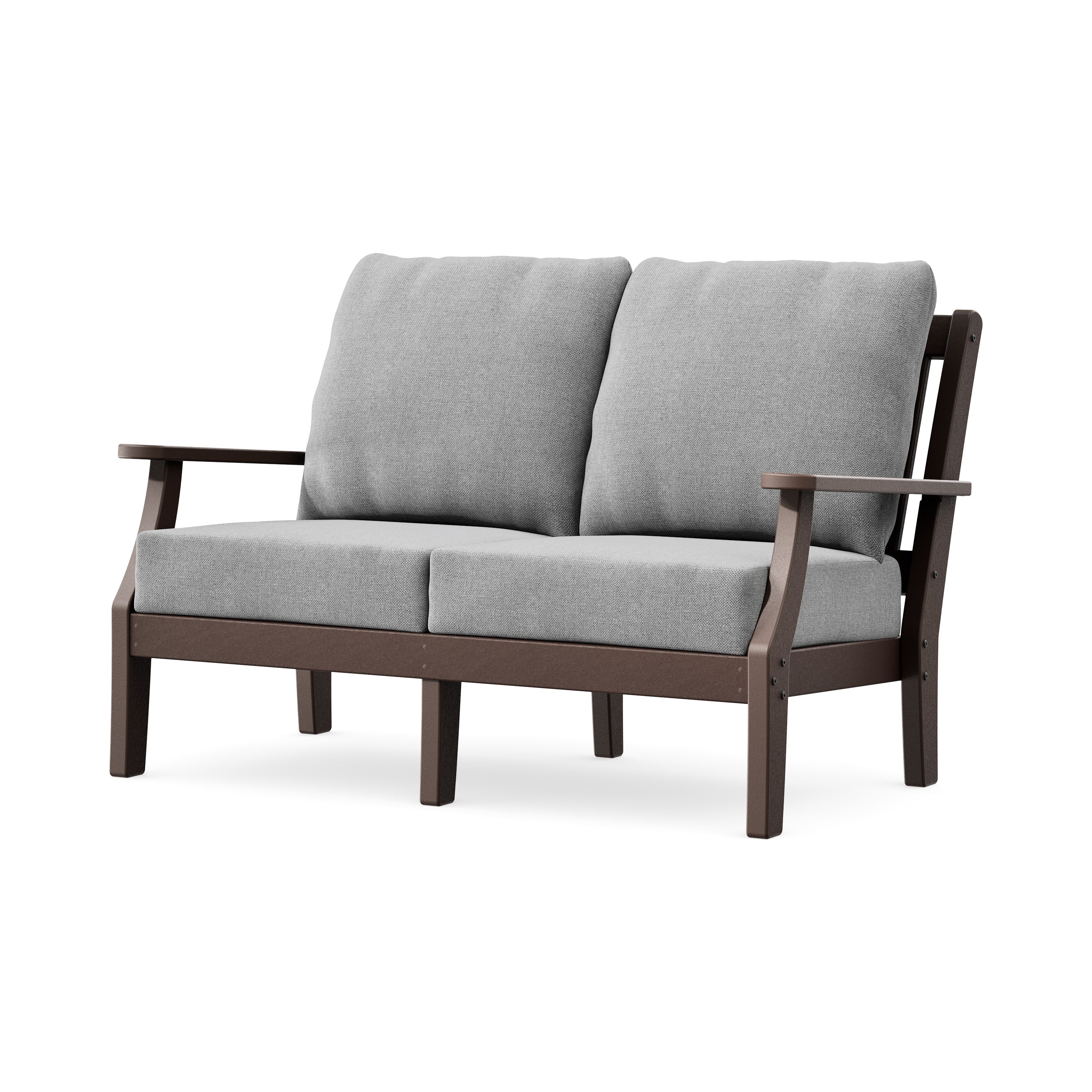 Chinoiserie Deep Seating Loveseat in Mahogany / Grey Mist
