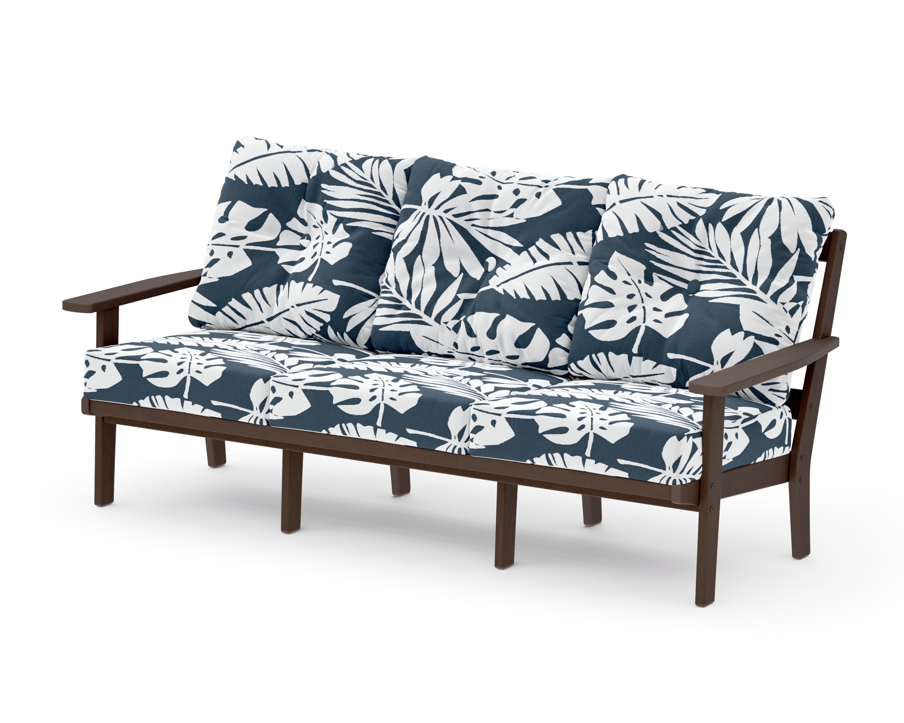 Oxford Deep Seating Sofa in Kona / Leaf Marine Indigo