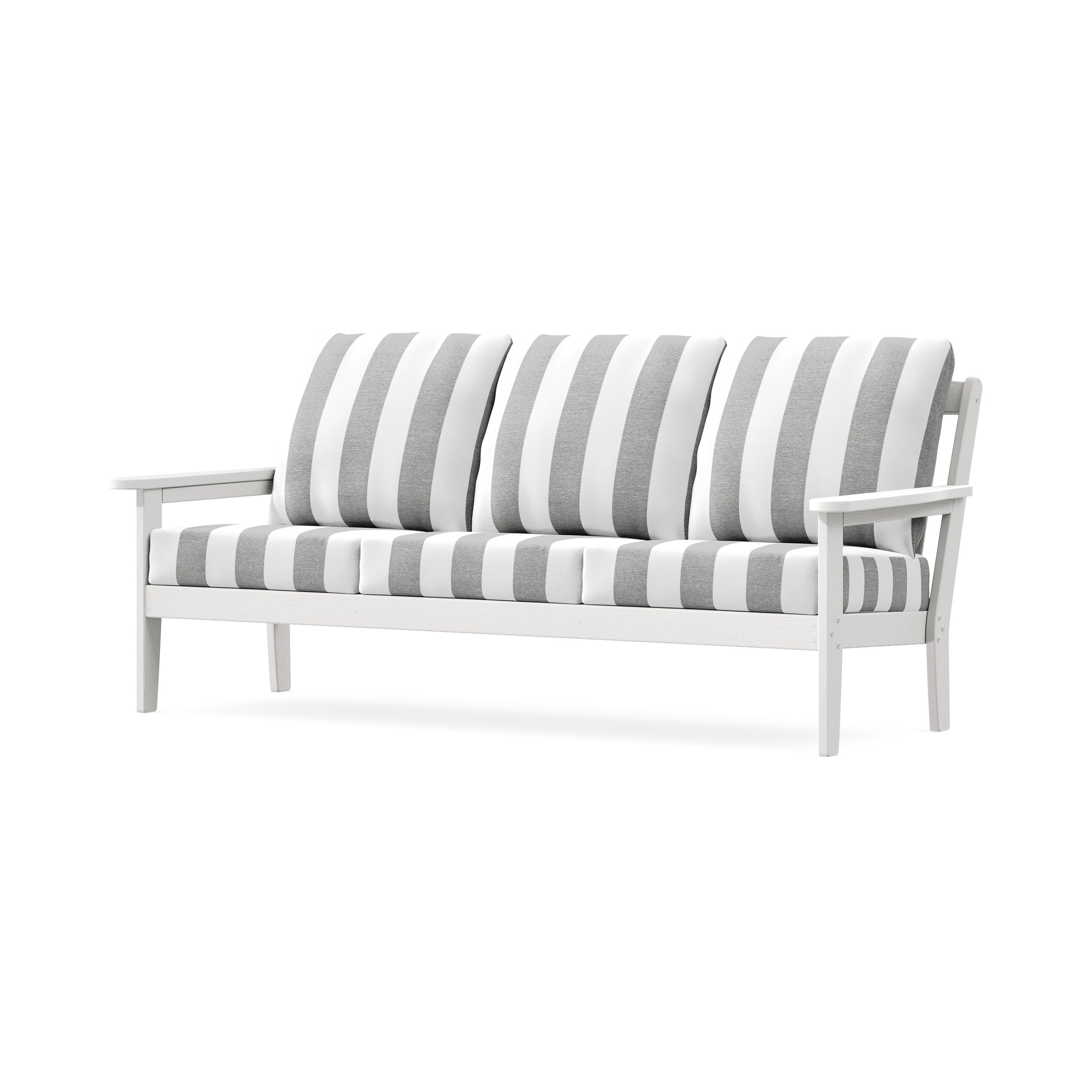 Cottage Deep Seating Sofa in Vintage White / Cabana Stripe Grey Mist