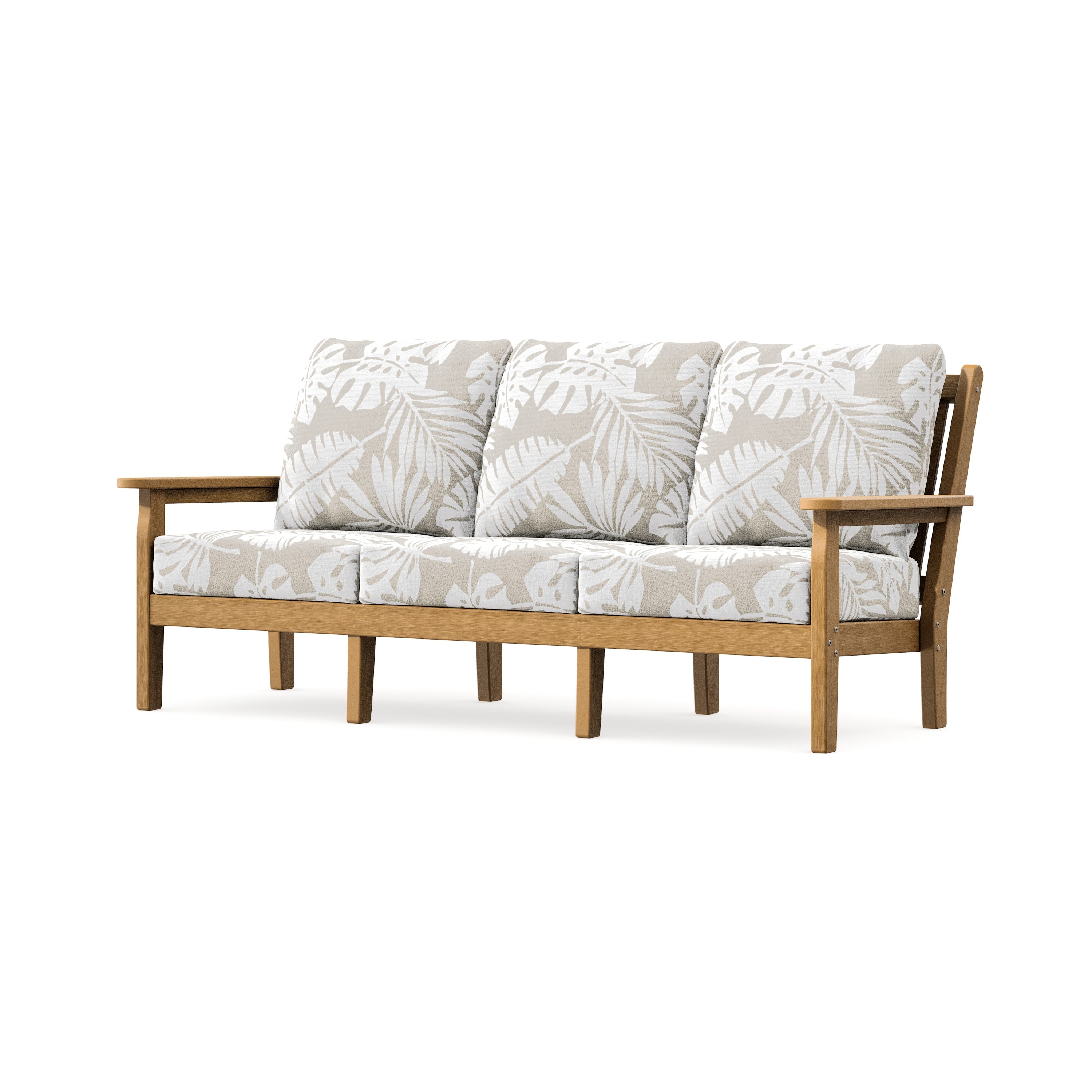 Chippendale Deep Seating Sofa in Natural / Leaf Dune Burlap