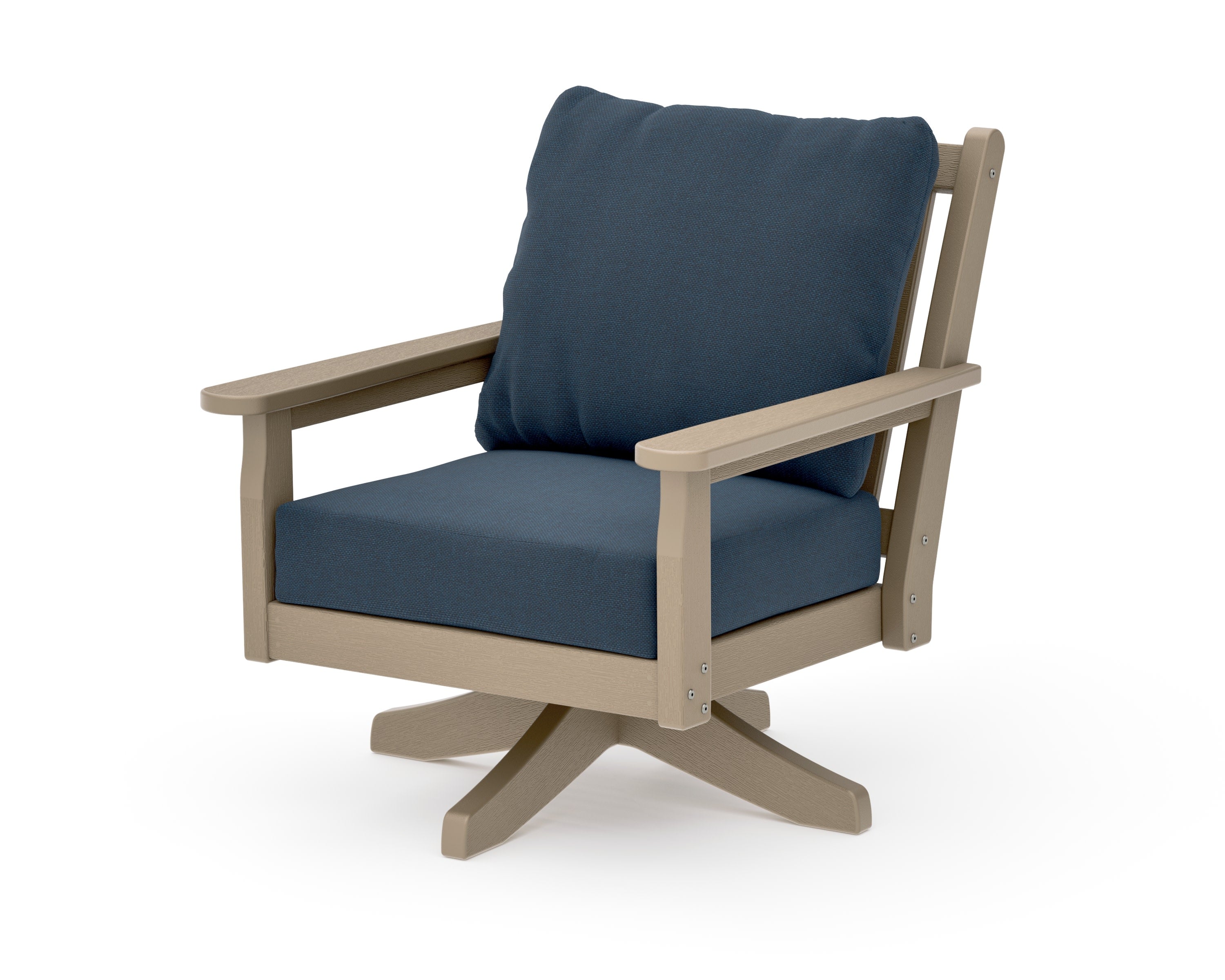 Chippendale Deep Seating Swivel Chair in Vintage Sahara / Marine Indigo