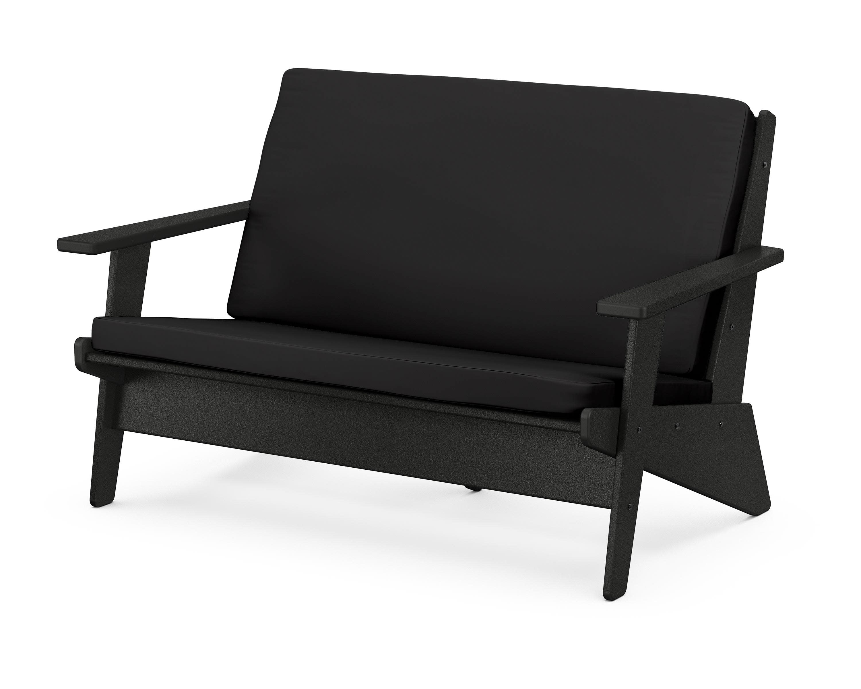 Riviera Modern Lounge Loveseat in Black / Canvas Black