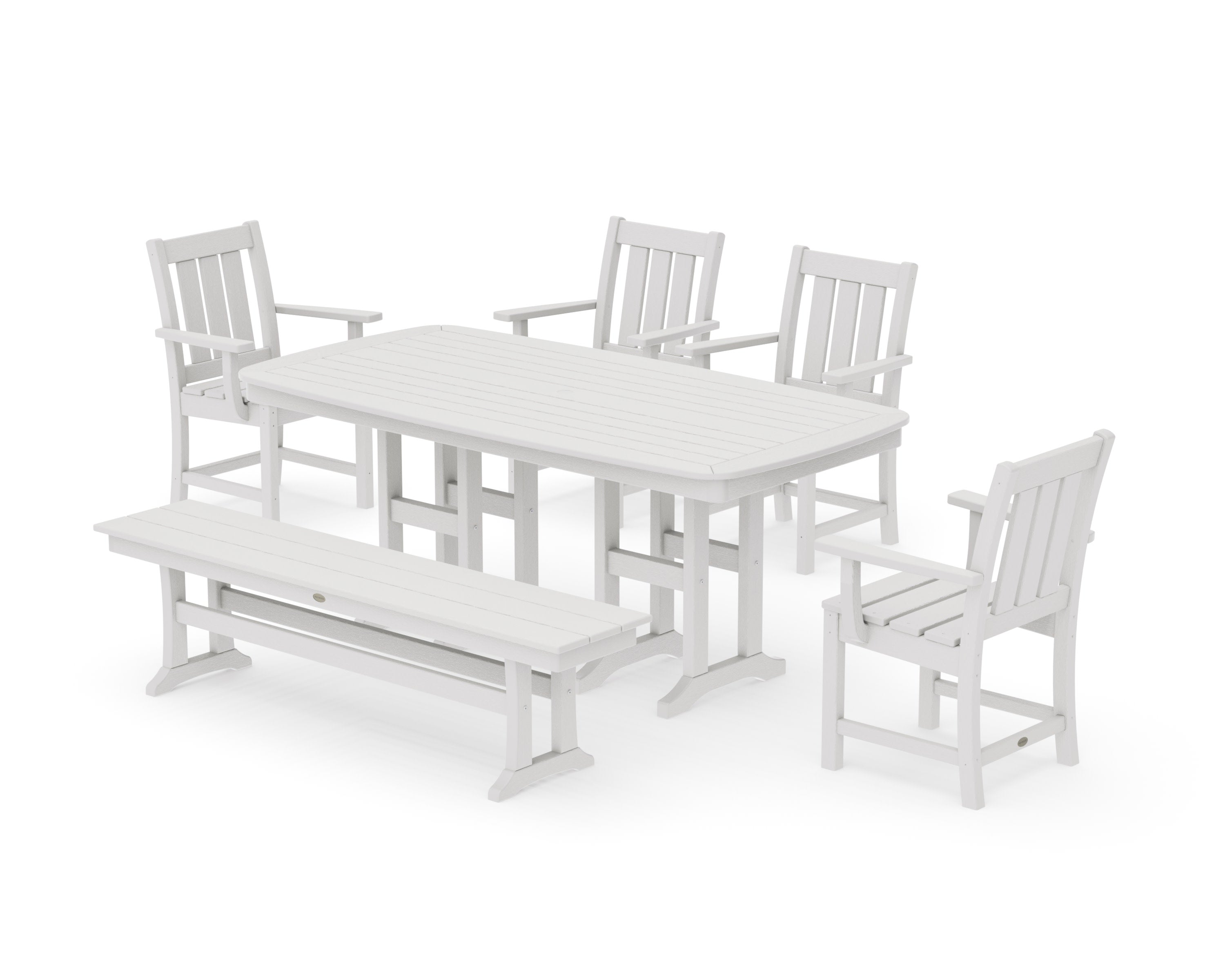 Oxford 6-Piece Dining Set with Bench in Vintage White