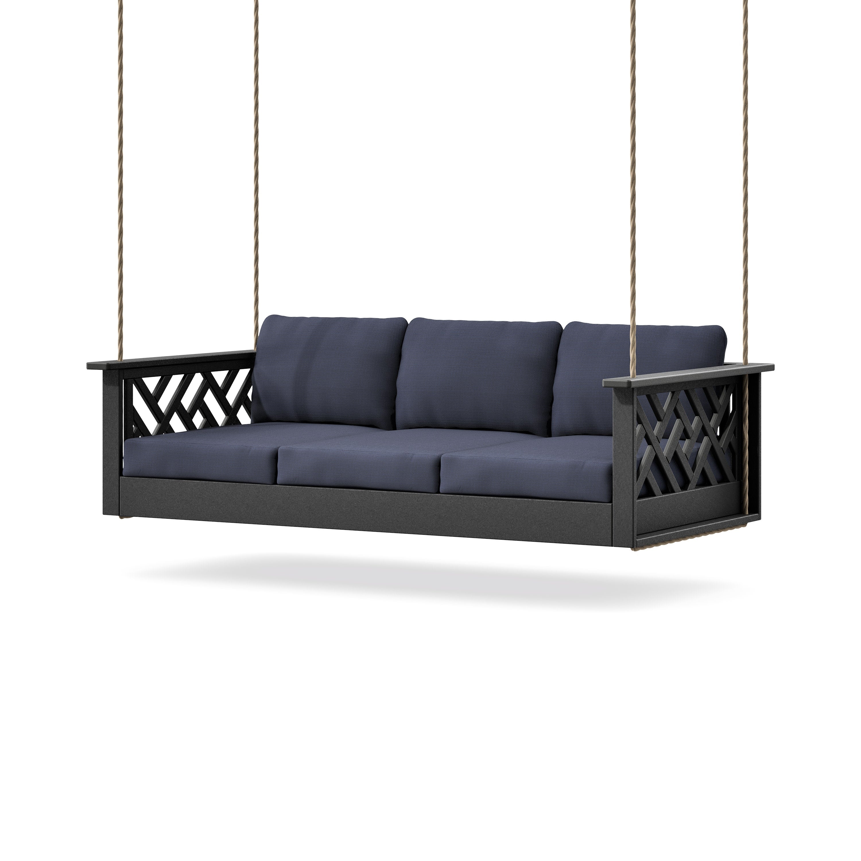Chippendale Daybed Swing in Black / Navy Linen