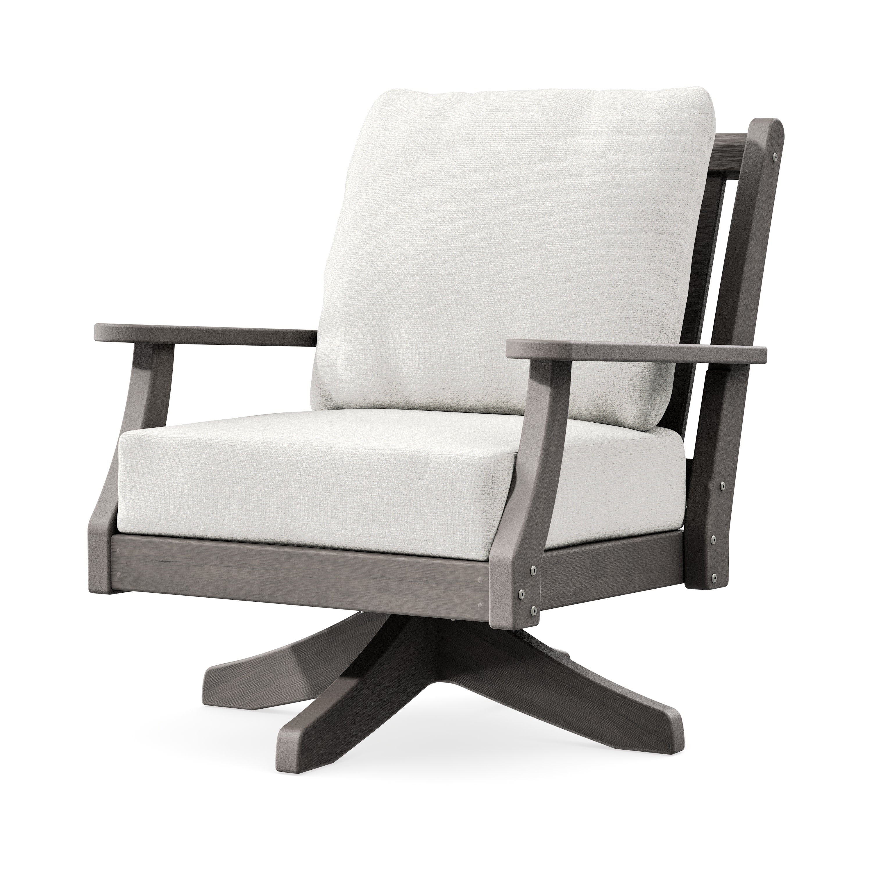 Wovendale Deep Seating Swivel Chair in Driftwood / Natural Linen