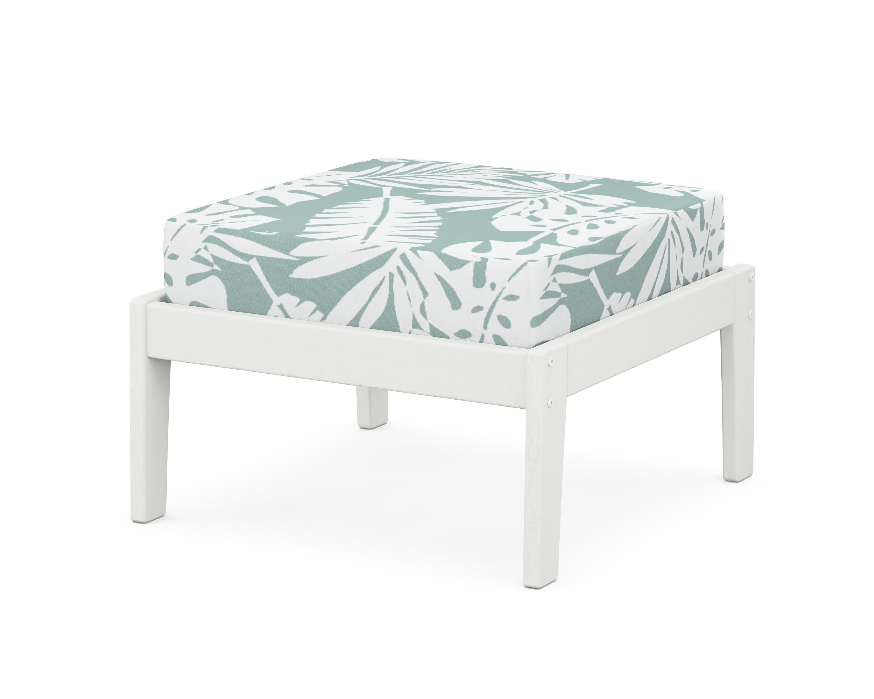 Deep Seating Ottoman in Vintage White / Leaf Glacier Spa