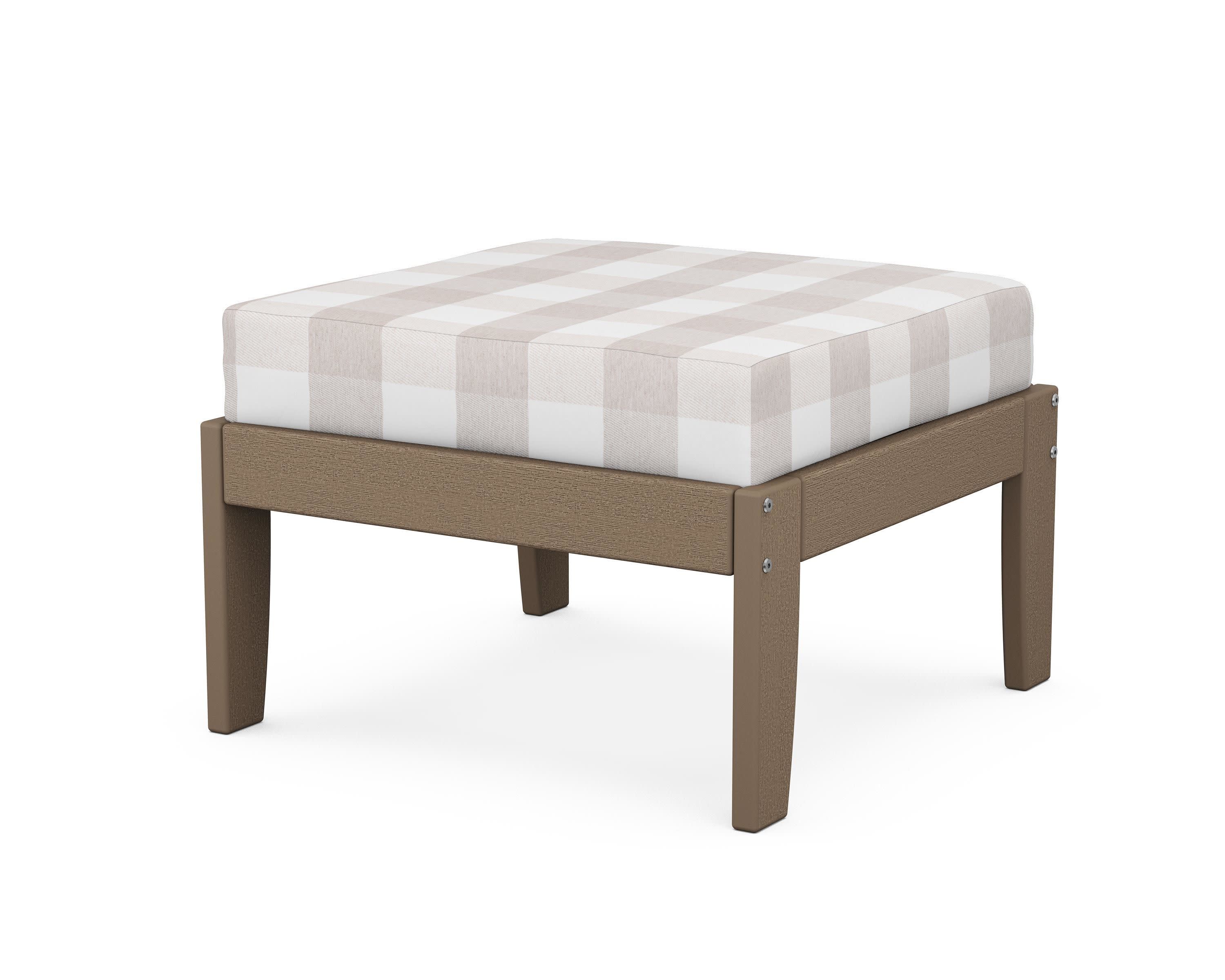 Modular Ottoman - Classic in Vintage Sahara / Buffalo Plaid Dune Burlap