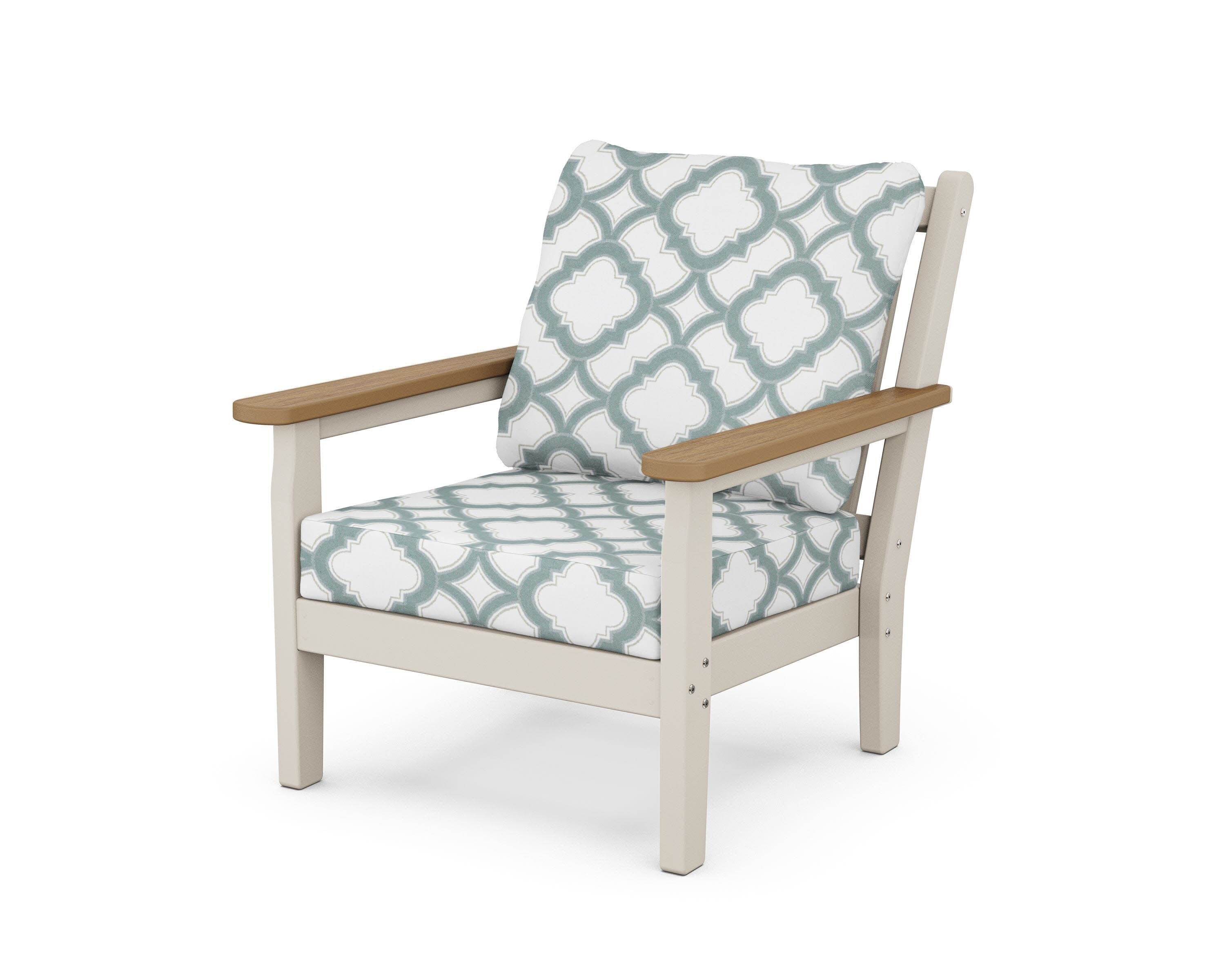 Chippendale Deep Seating Chair in Sand / Natural / Trellis Glacier Spa