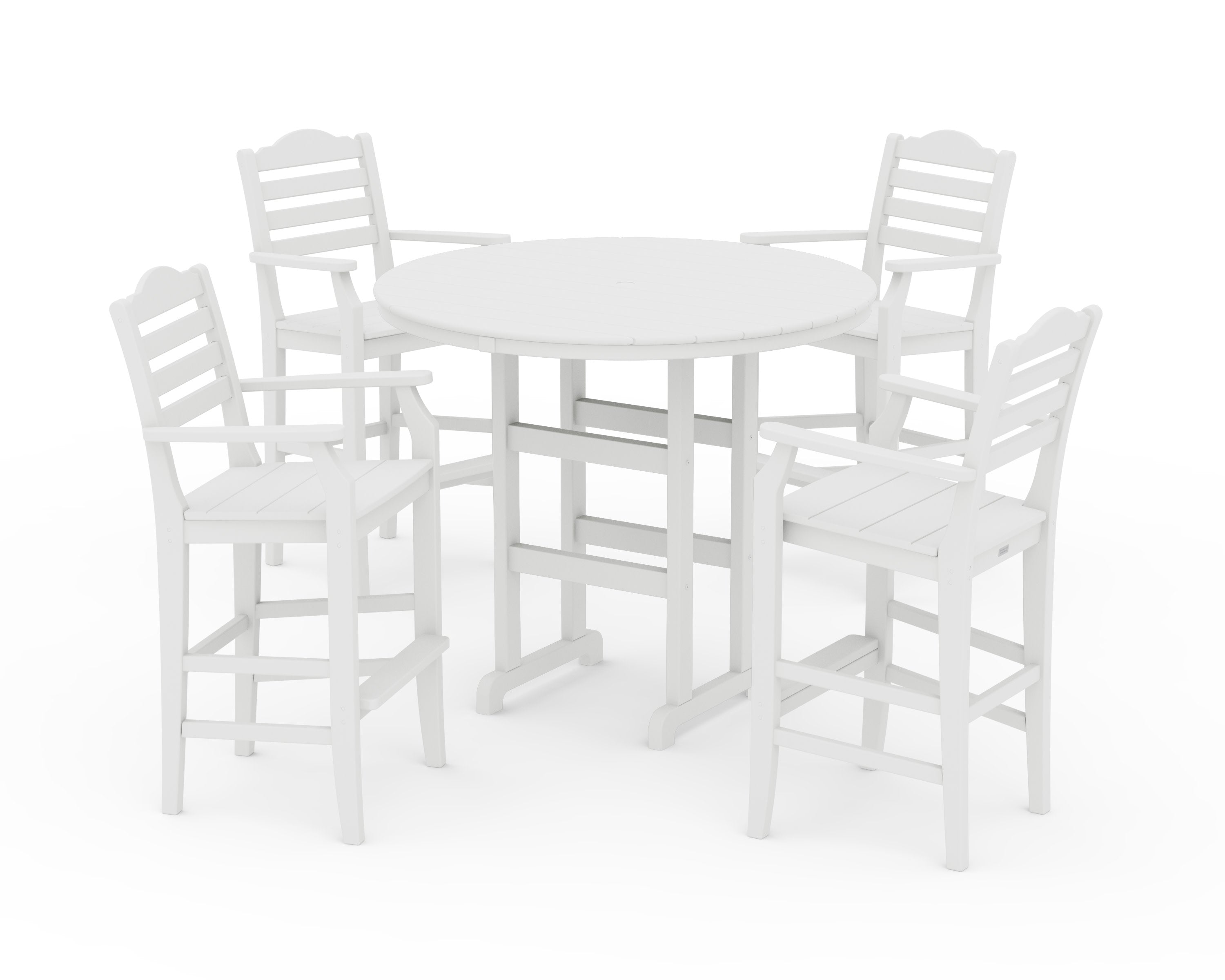 Savannah 5-Piece Round Farmhouse Bar Set in White
