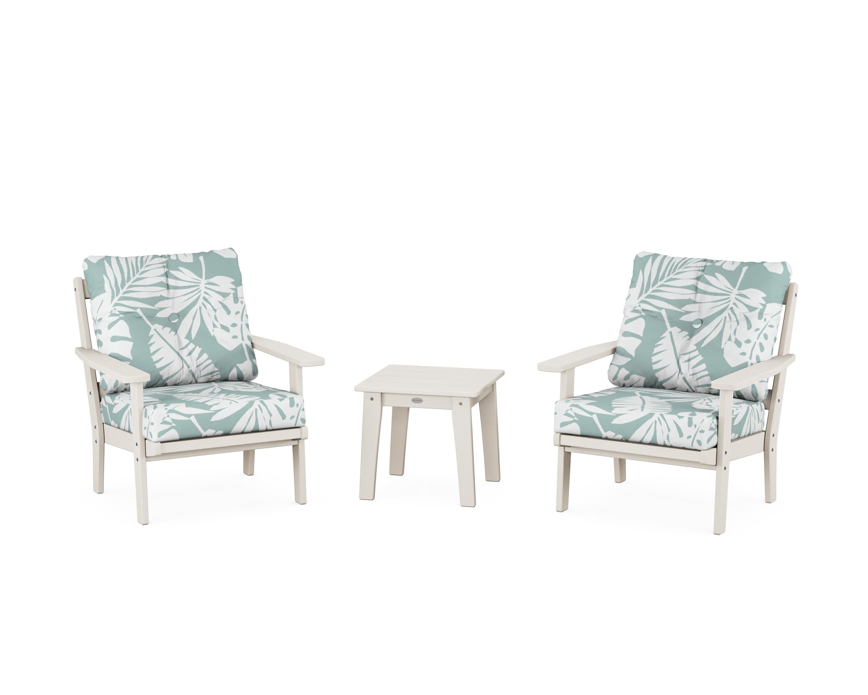 Oxford 3-Piece Deep Seating Set in Sand / Leaf Glacier Spa