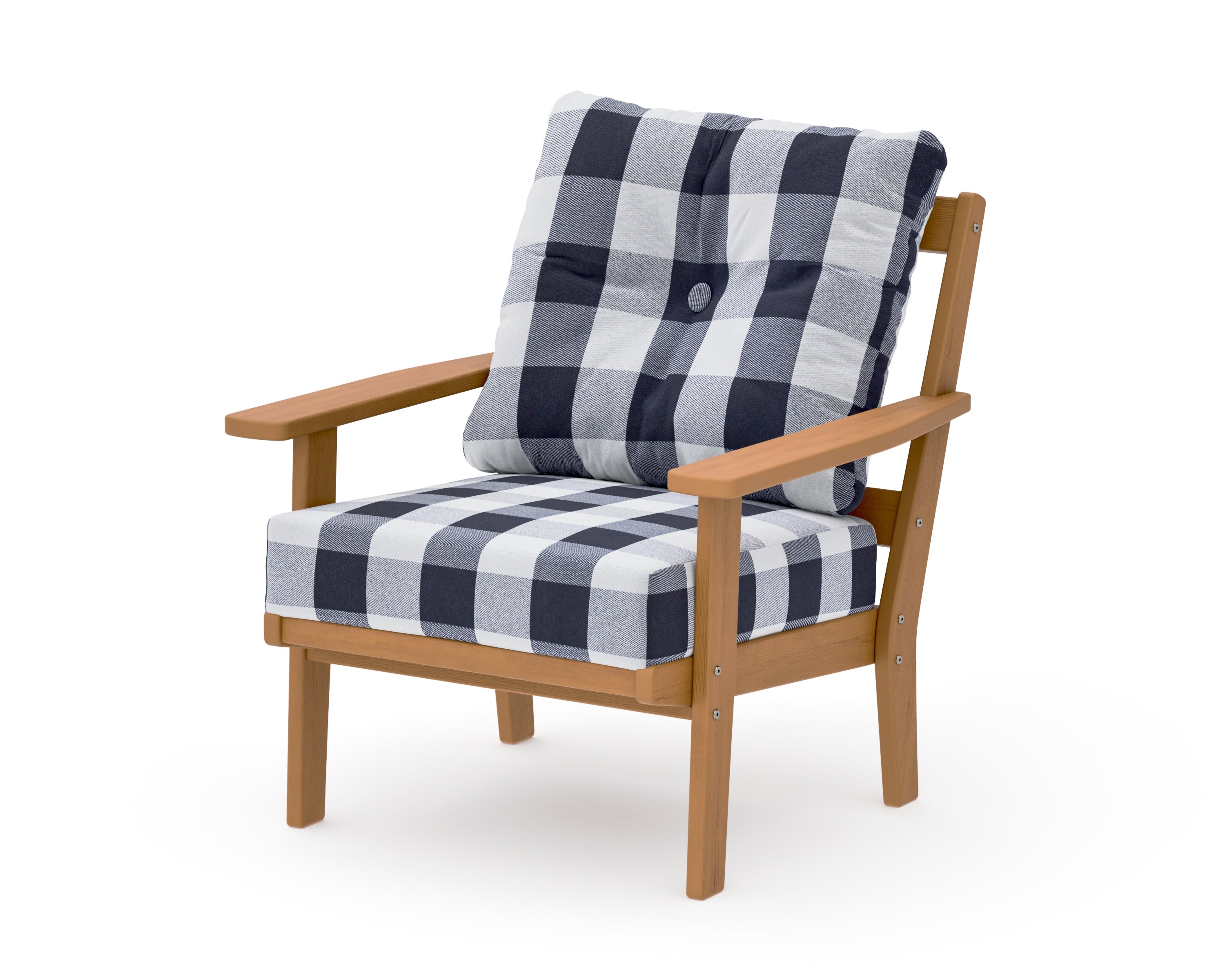 Oxford Deep Seating Chair in Natural / Buffalo Plaid Navy