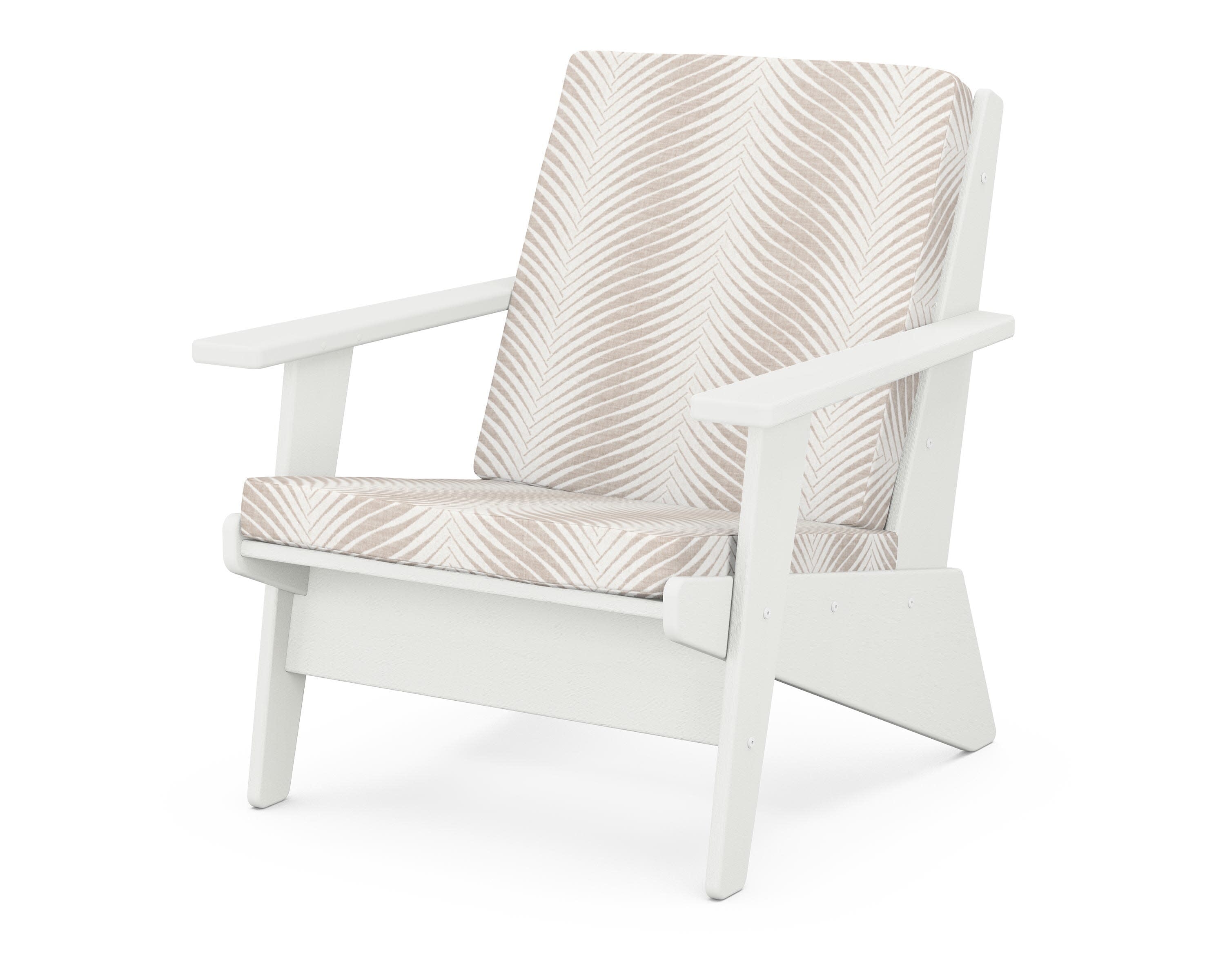 Riviera Modern Lounge Chair in Vintage White / Clock Out Cloud
