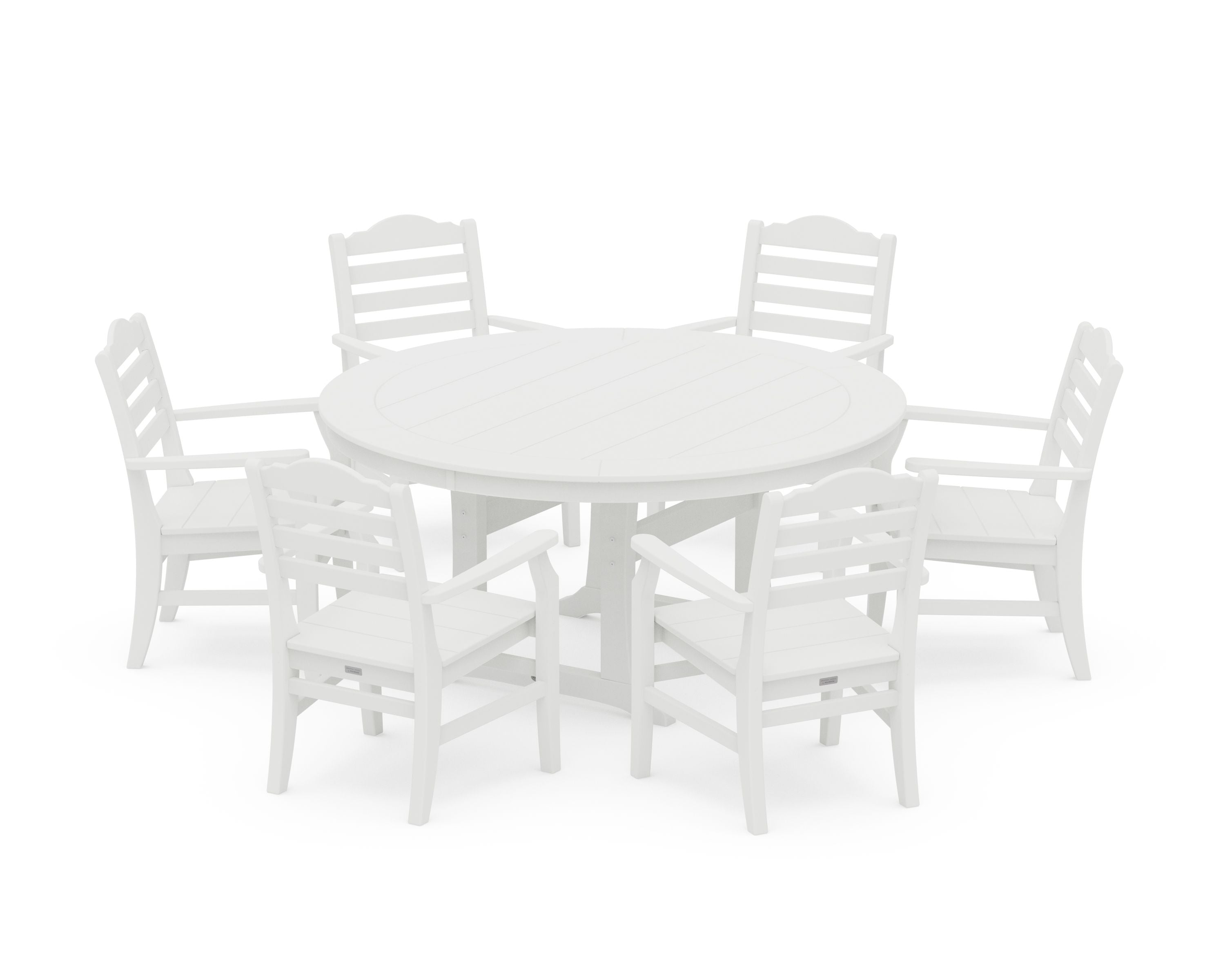 Savannah 7-Piece Arm Chair Round Dining Set in White