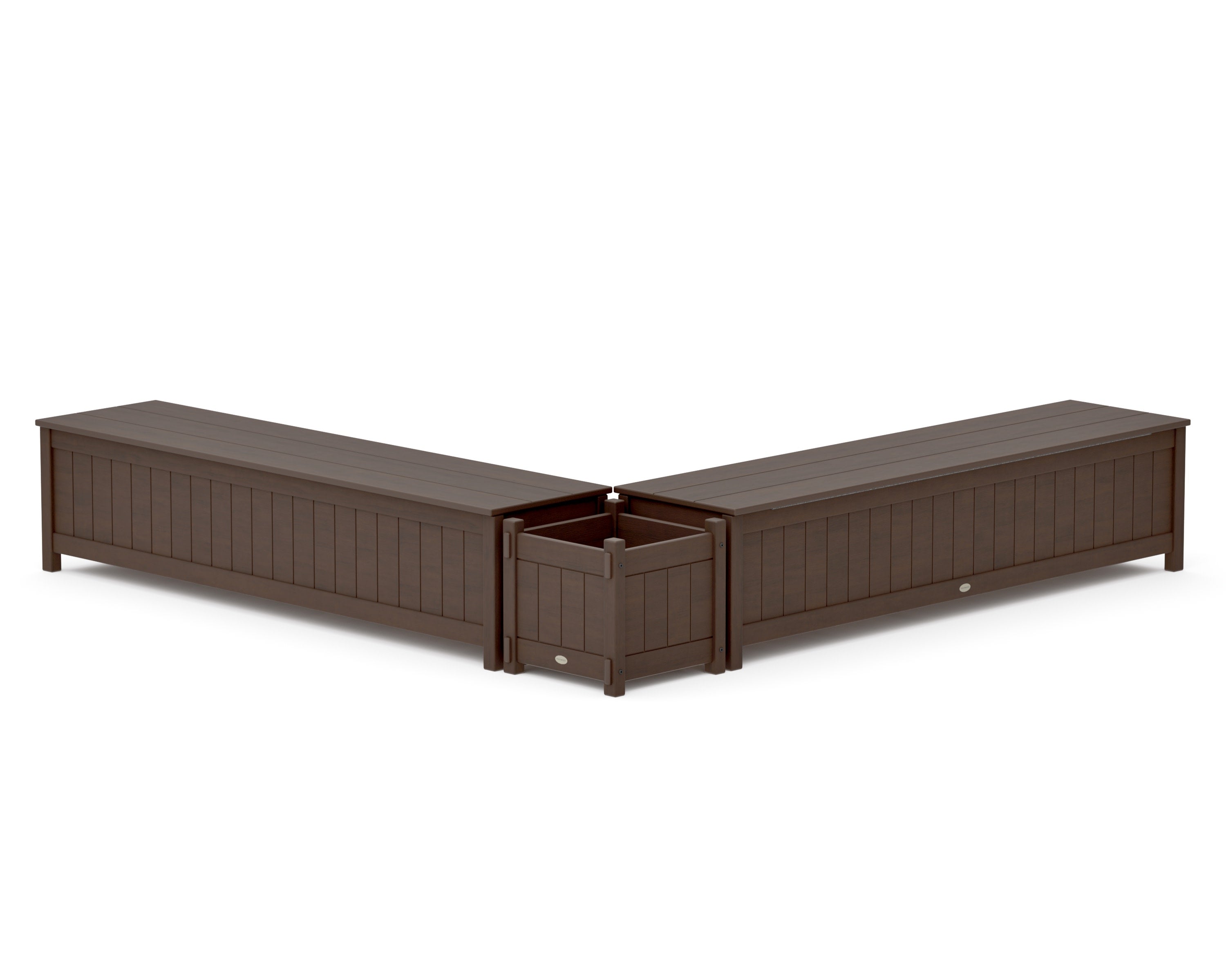 72" Vineyard L- Shaped Planter Storage Bench Set in Kona