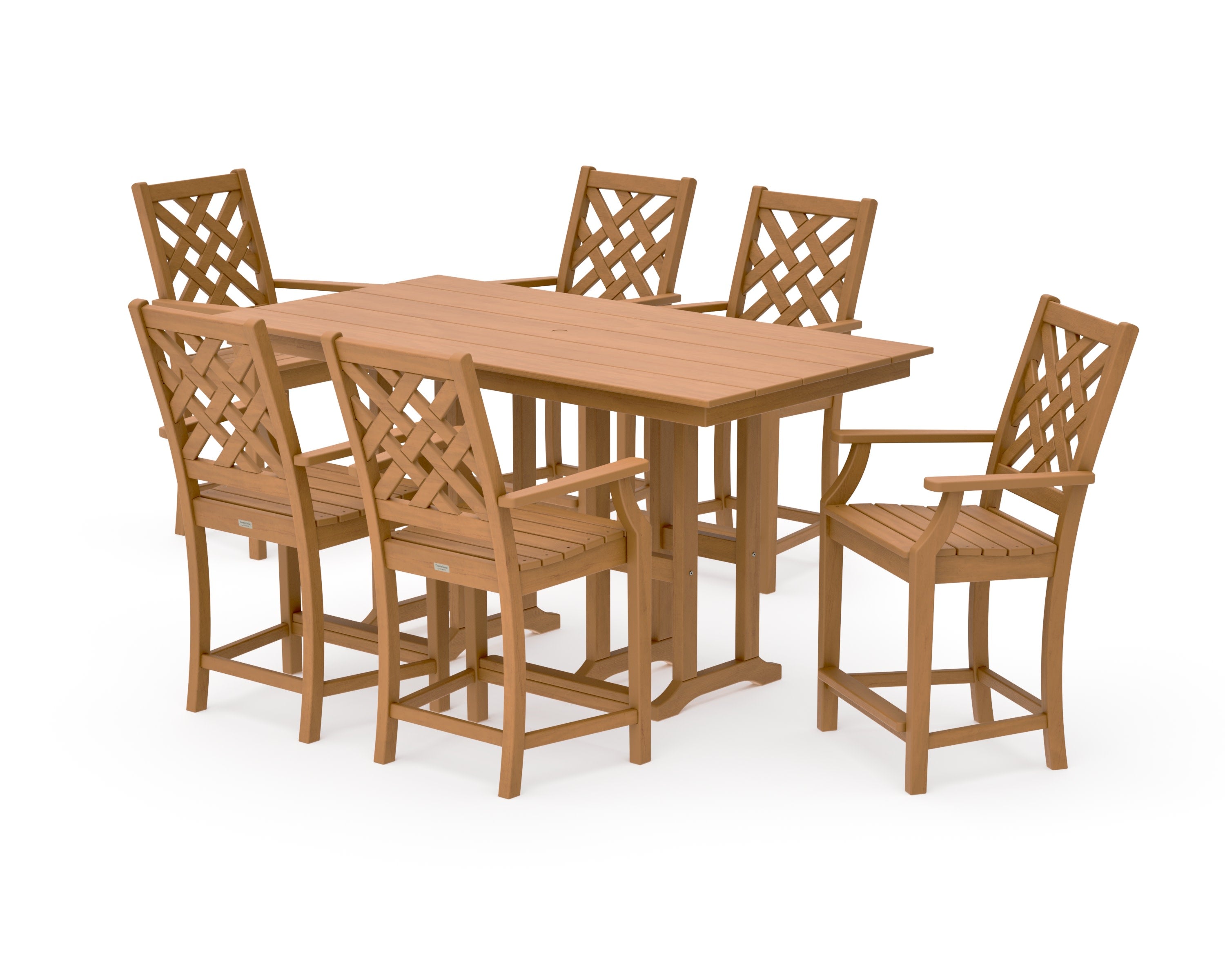 Wovendale Arm Chair 7-Piece Farmhouse Counter Set in Natural