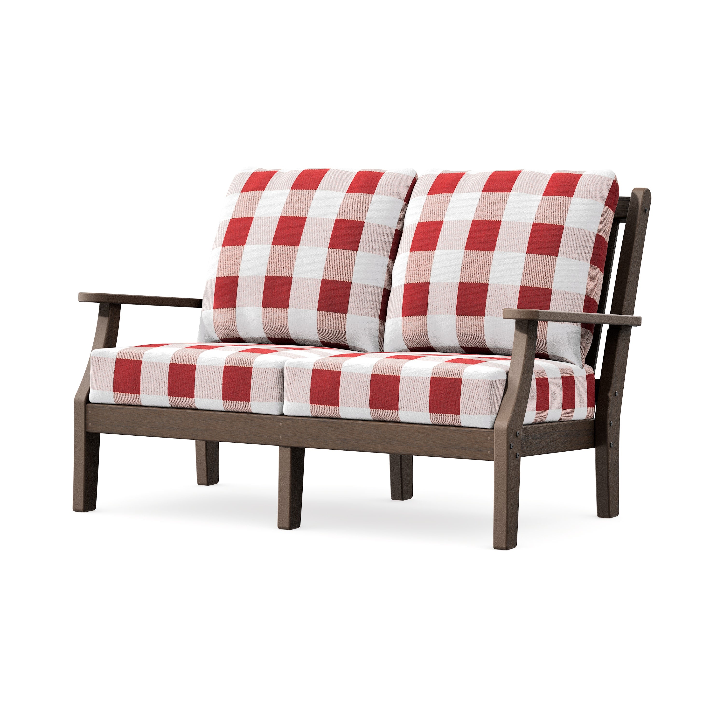 Wovendale Deep Seating Loveseat in Kona / Buffalo Plaid Crimson