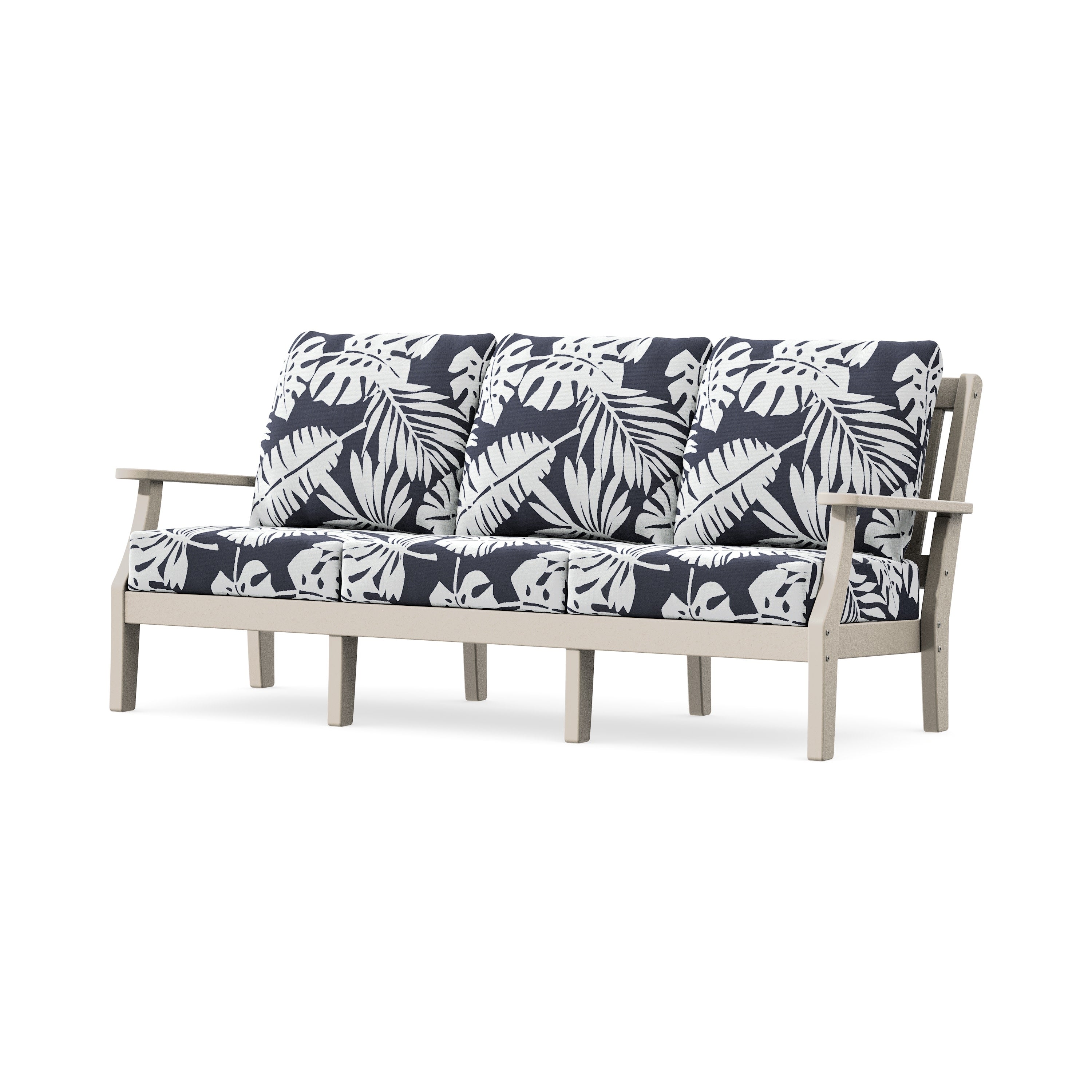 Chinoiserie Deep Seating Sofa in Sand / Leaf Navy