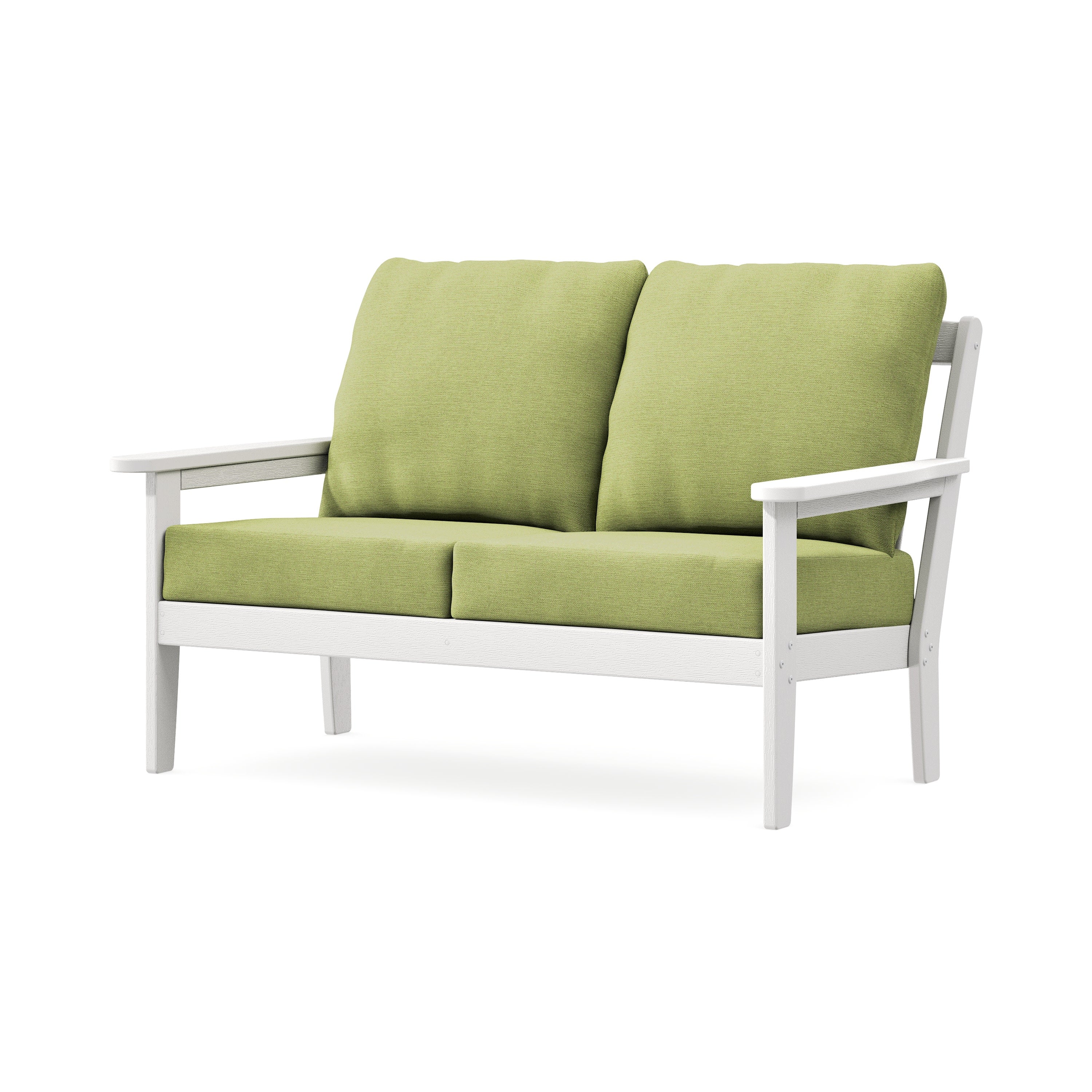 Cottage Deep Seating Loveseat in Vintage White / Chartreuse Boucle