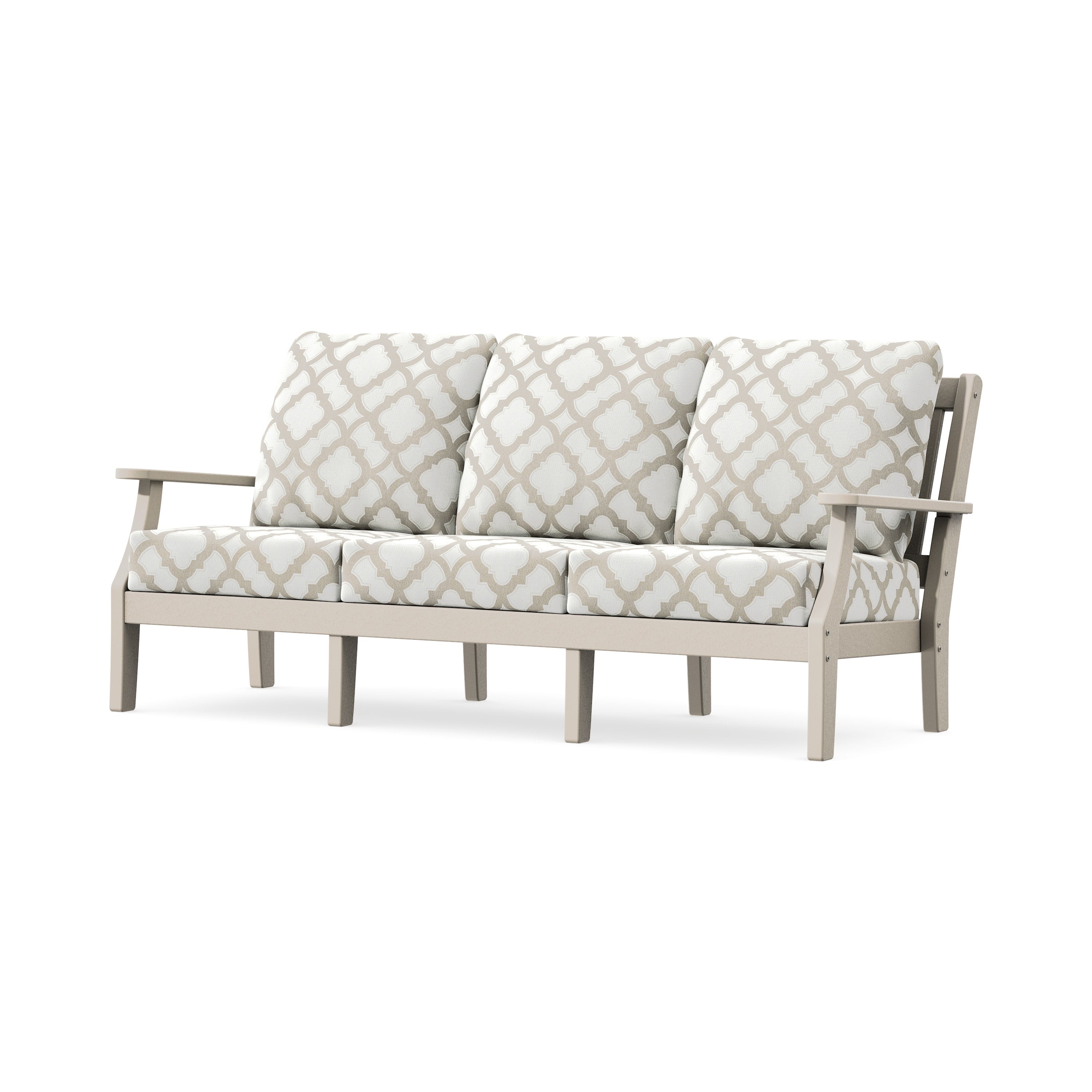 Chinoiserie Deep Seating Sofa in Sand / Trellis Dune Burlap
