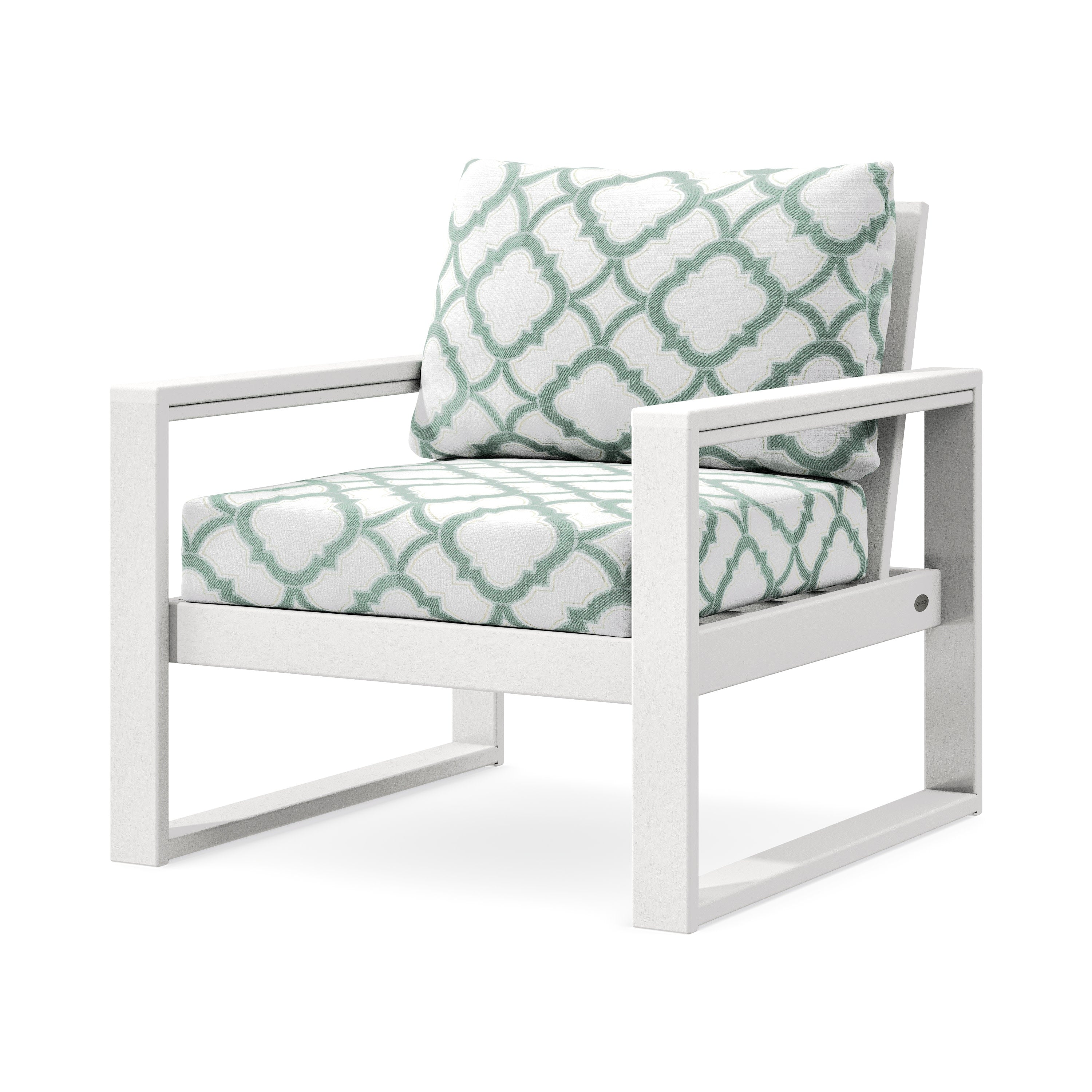 EDGE Club Chair in White / Trellis Glacier Spa