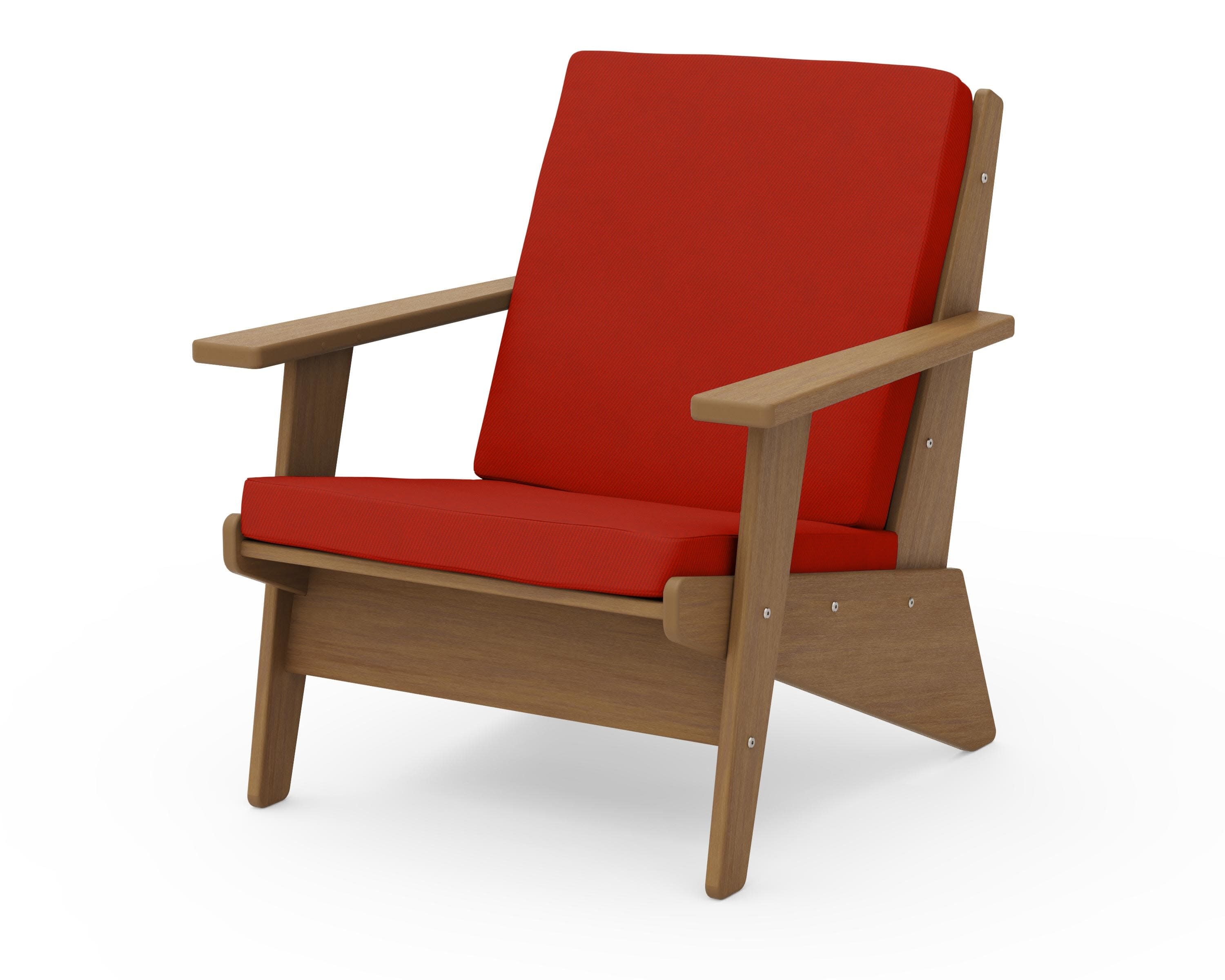 Riviera Modern Lounge Chair in Natural / Canvas Jockey Red