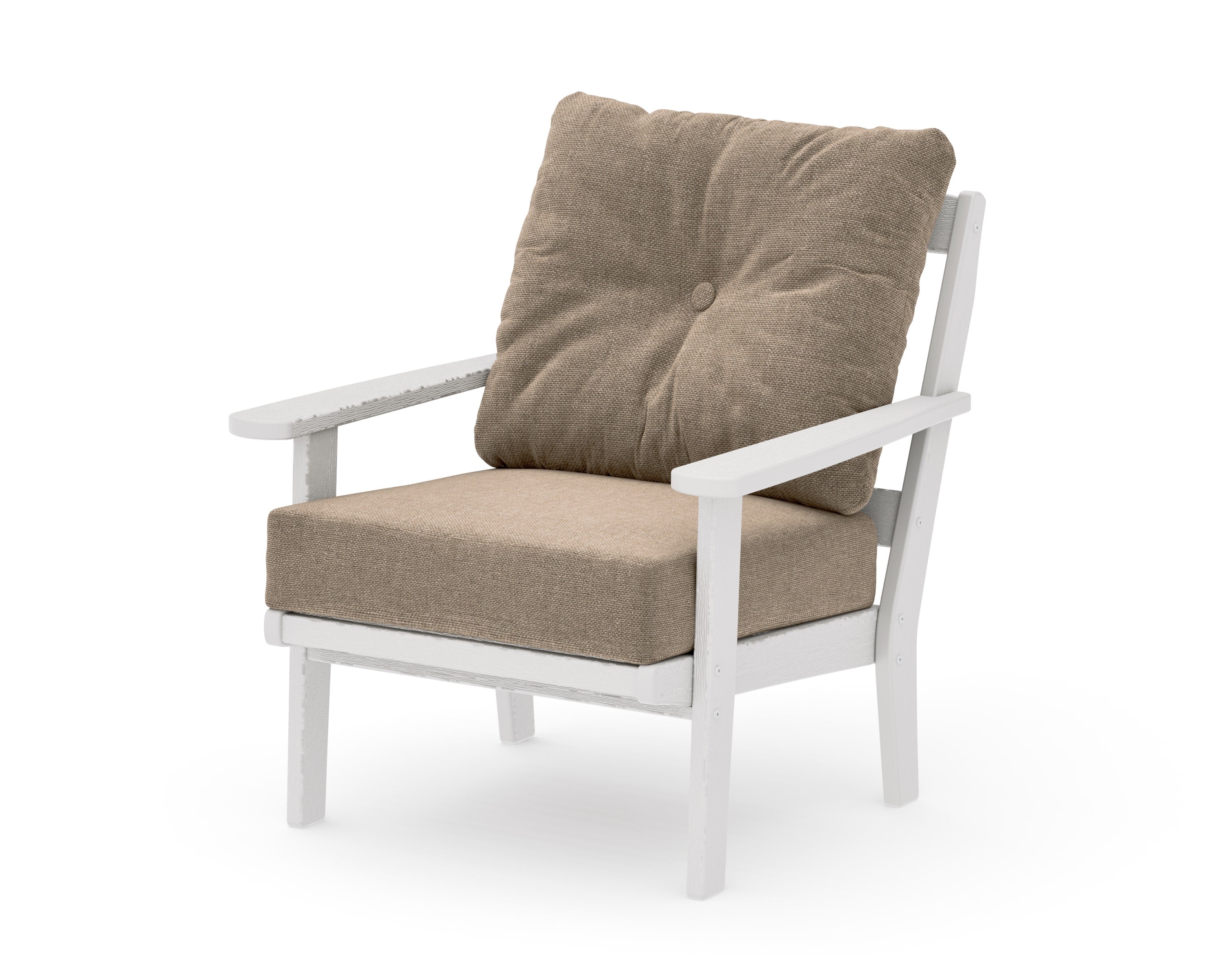 Mission Deep Seating Chair in Vintage White / Spiced Burlap
