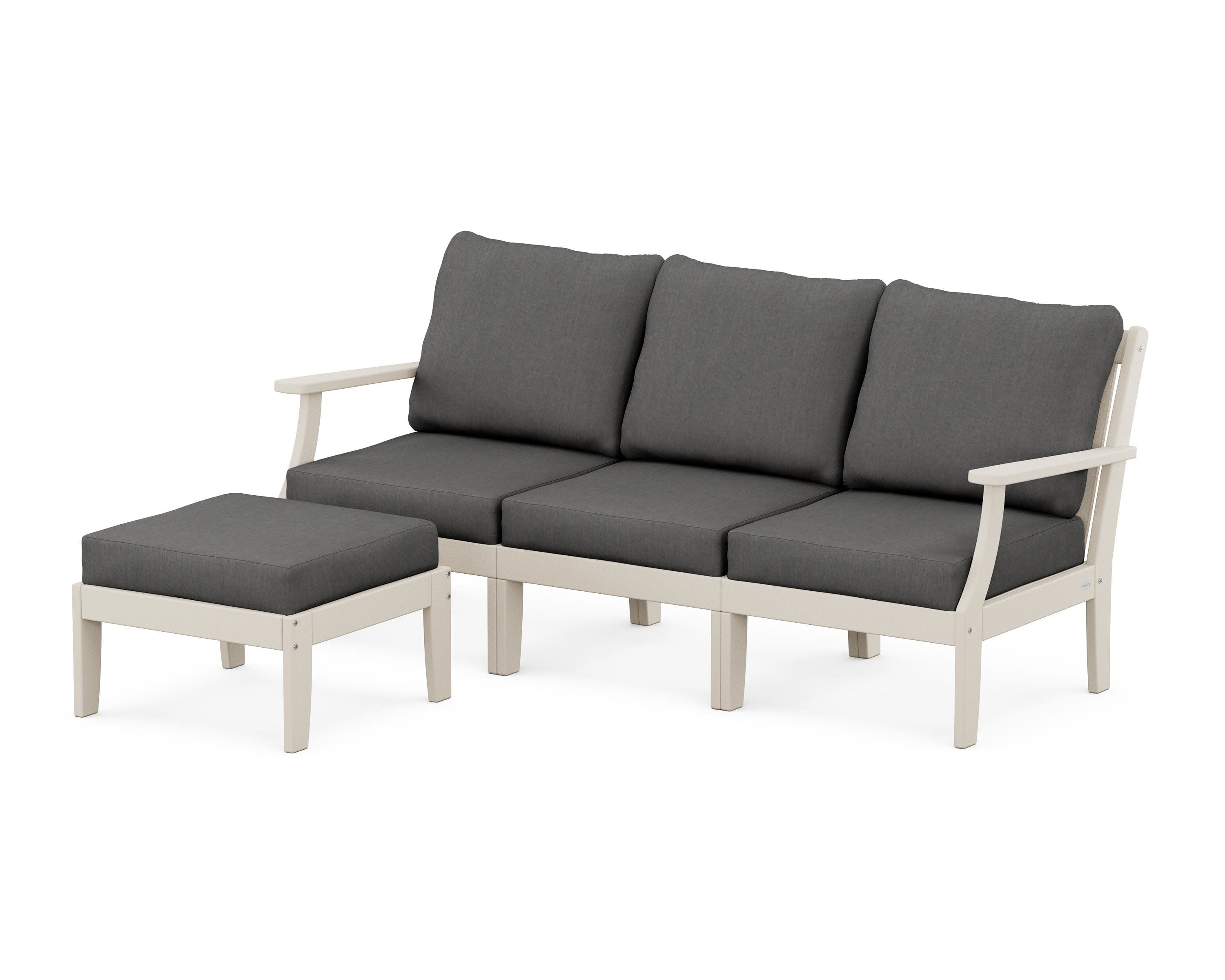 Braxton Modular 4-Piece Deep Seating Set with Ottoman in Sand / Spectrum Carbon