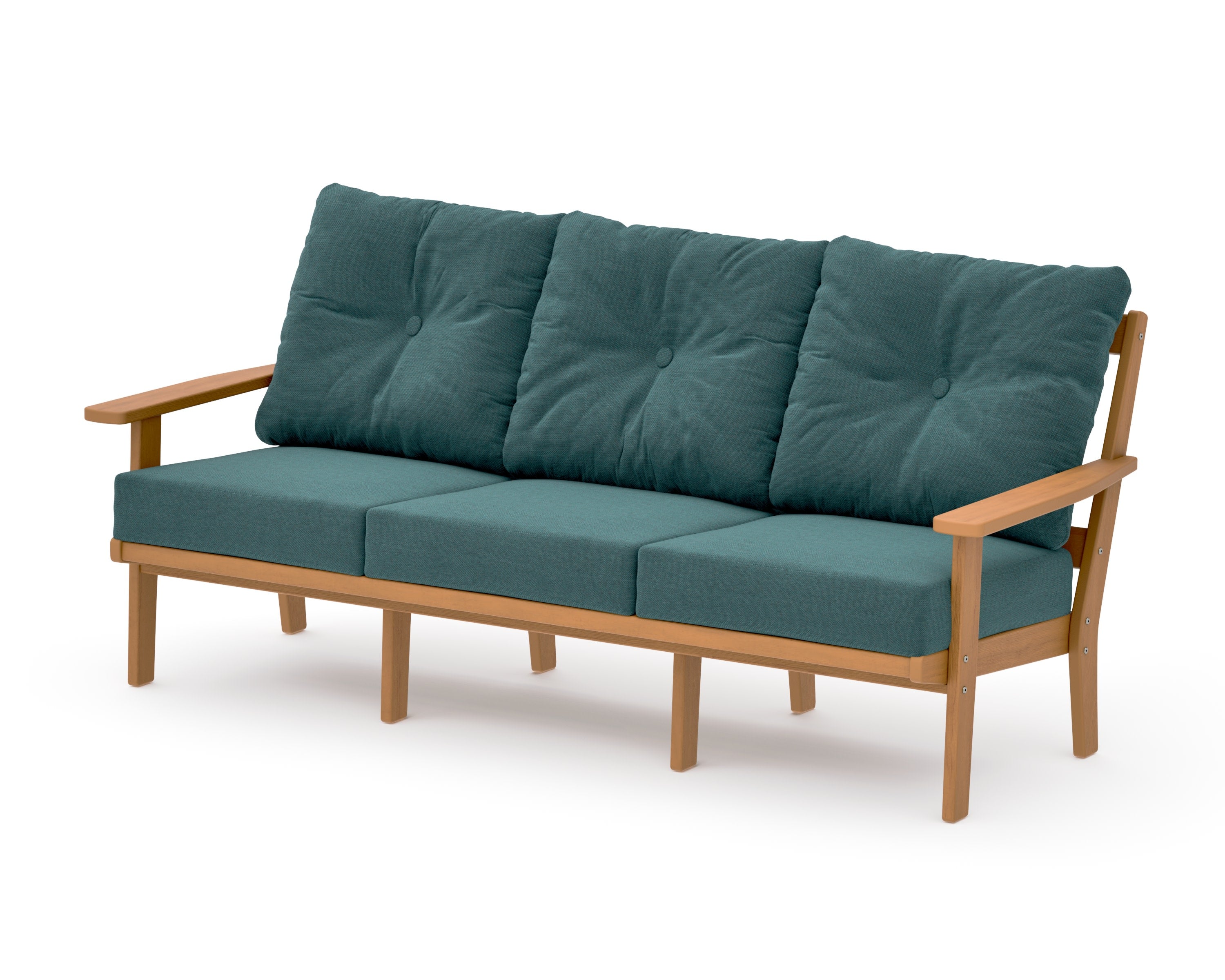 PrairieDeep Seating Sofa in Natural / Ocean Teal
