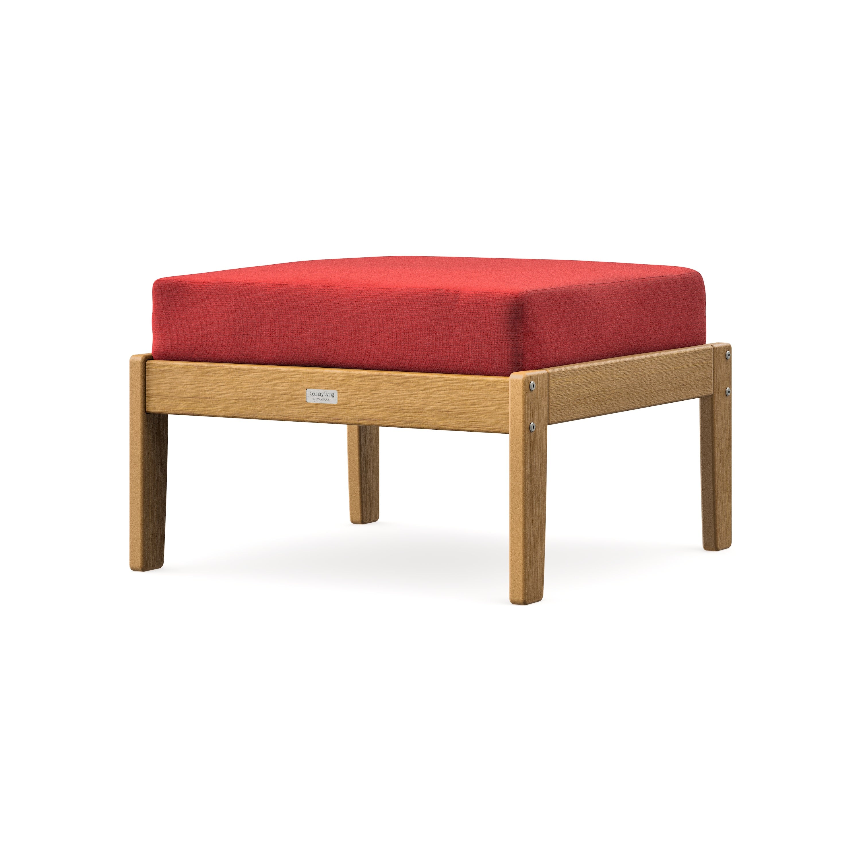 Cottage Deep Seating Ottoman in Natural / Crimson Linen
