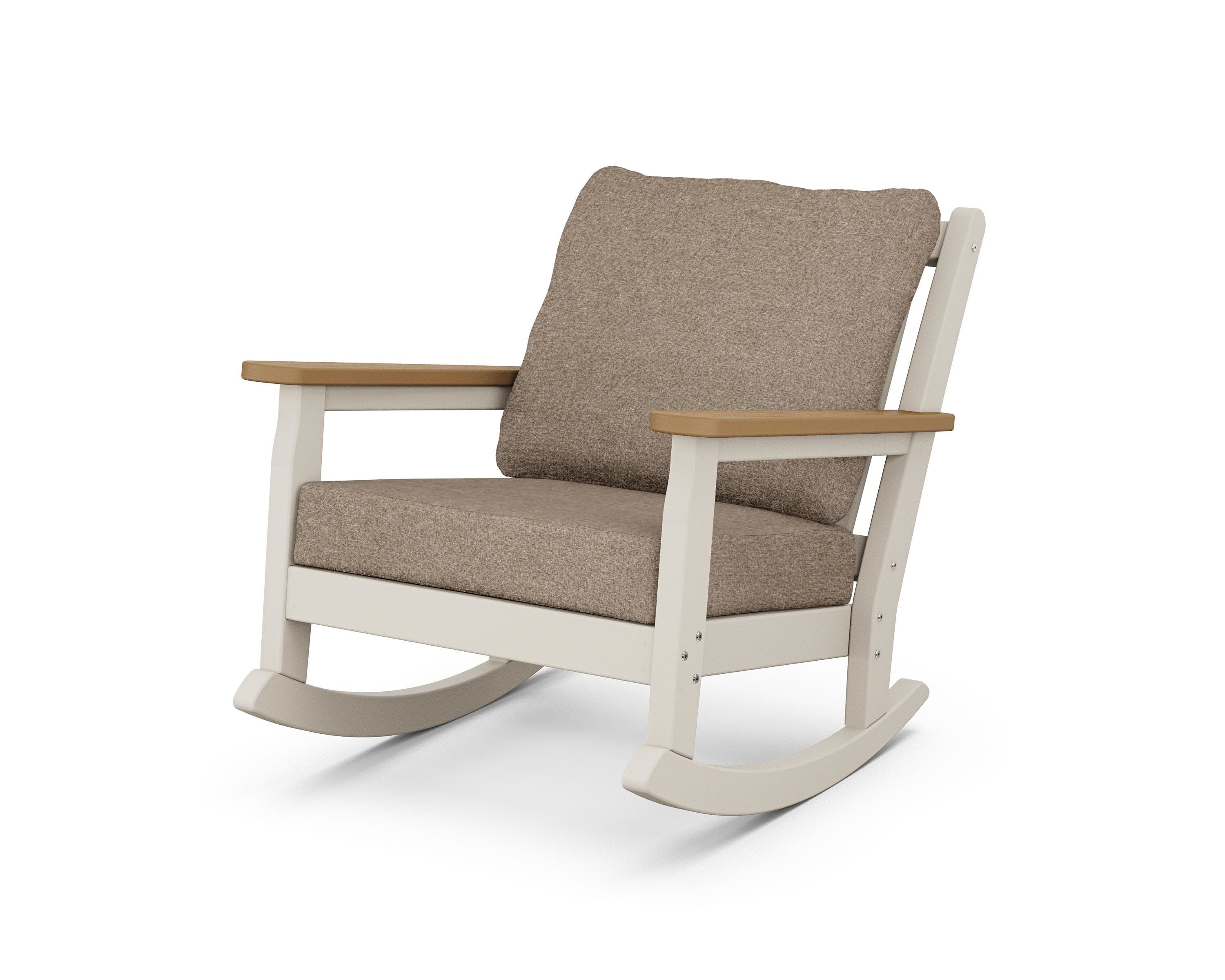 Chippendale Deep Seating Rocking Chair in Sand / Natural / Spiced Burlap