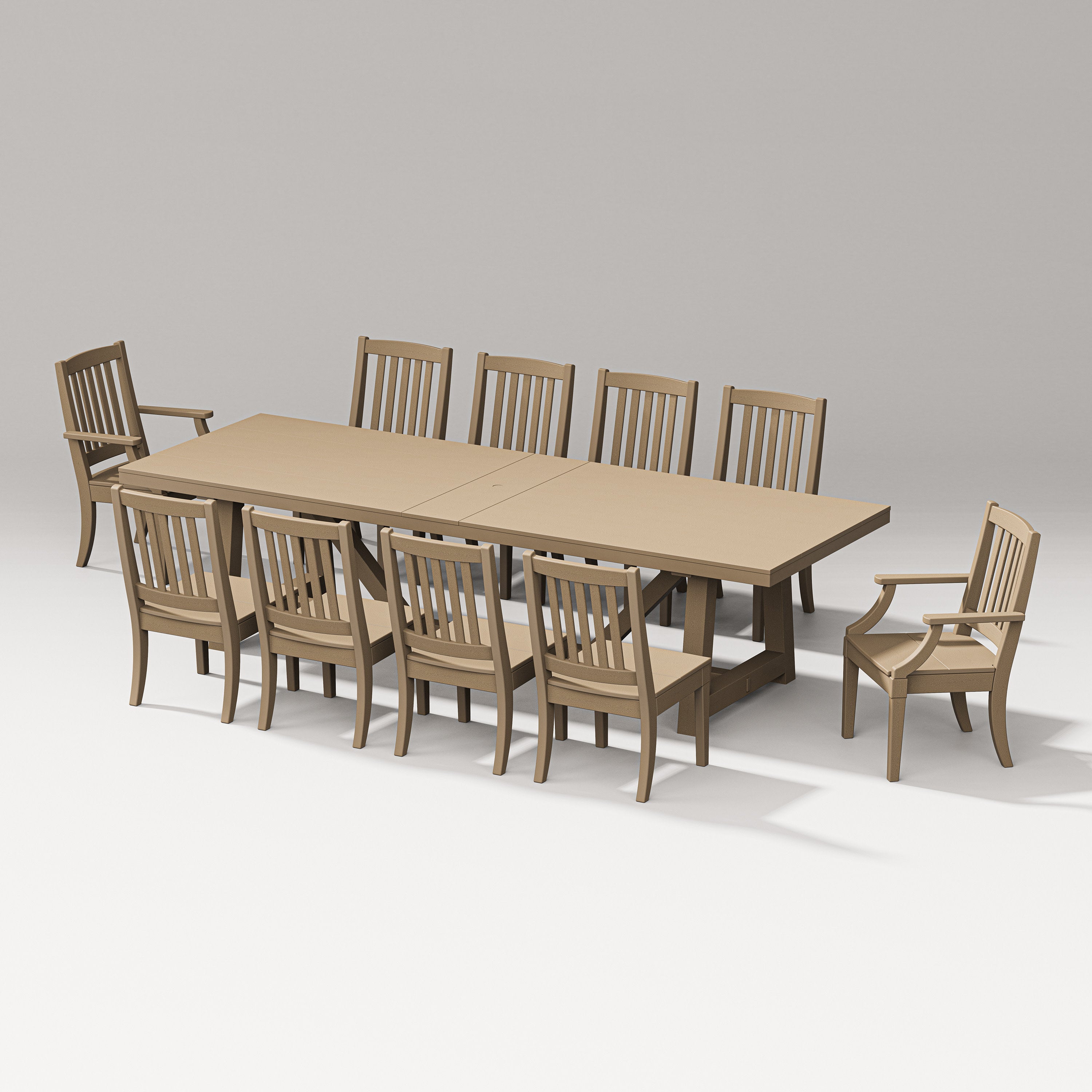 Estate 11-Piece A-Frame Table Dining Set in Vintage Sahara