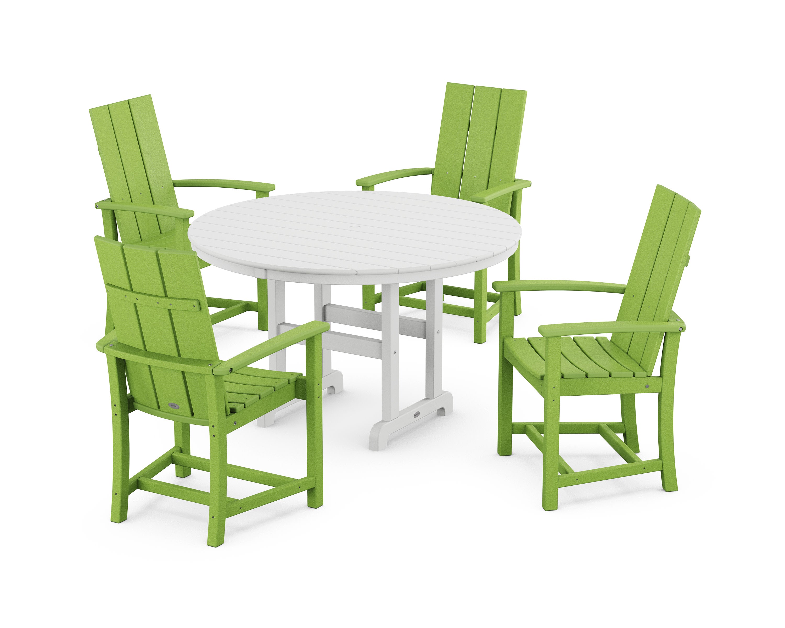 Modern Adirondack 5-Piece Round Farmhouse Dining Set in Lime / White