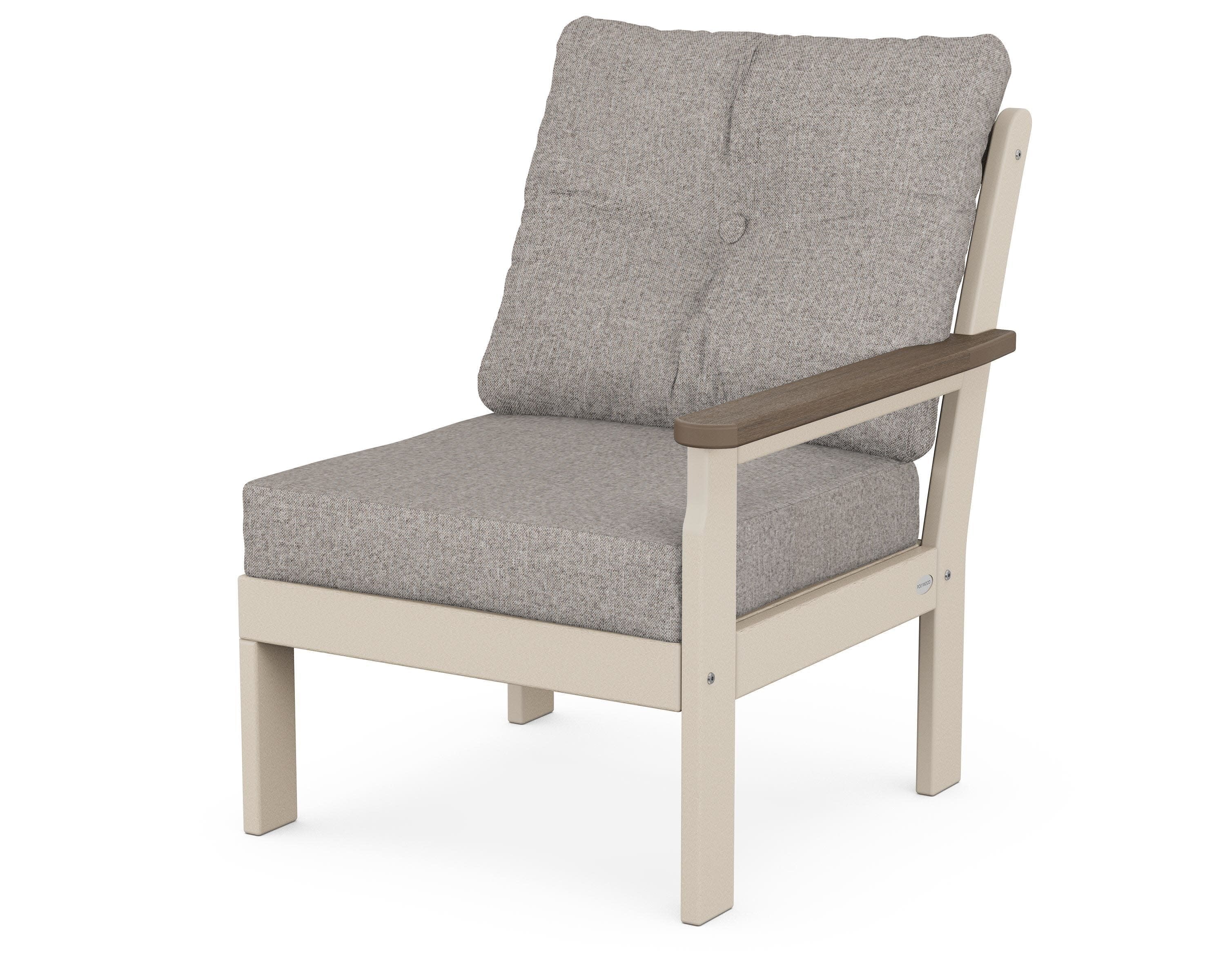 Vineyard Modular Right Arm Chair in Sand / Kona / Weathered Tweed