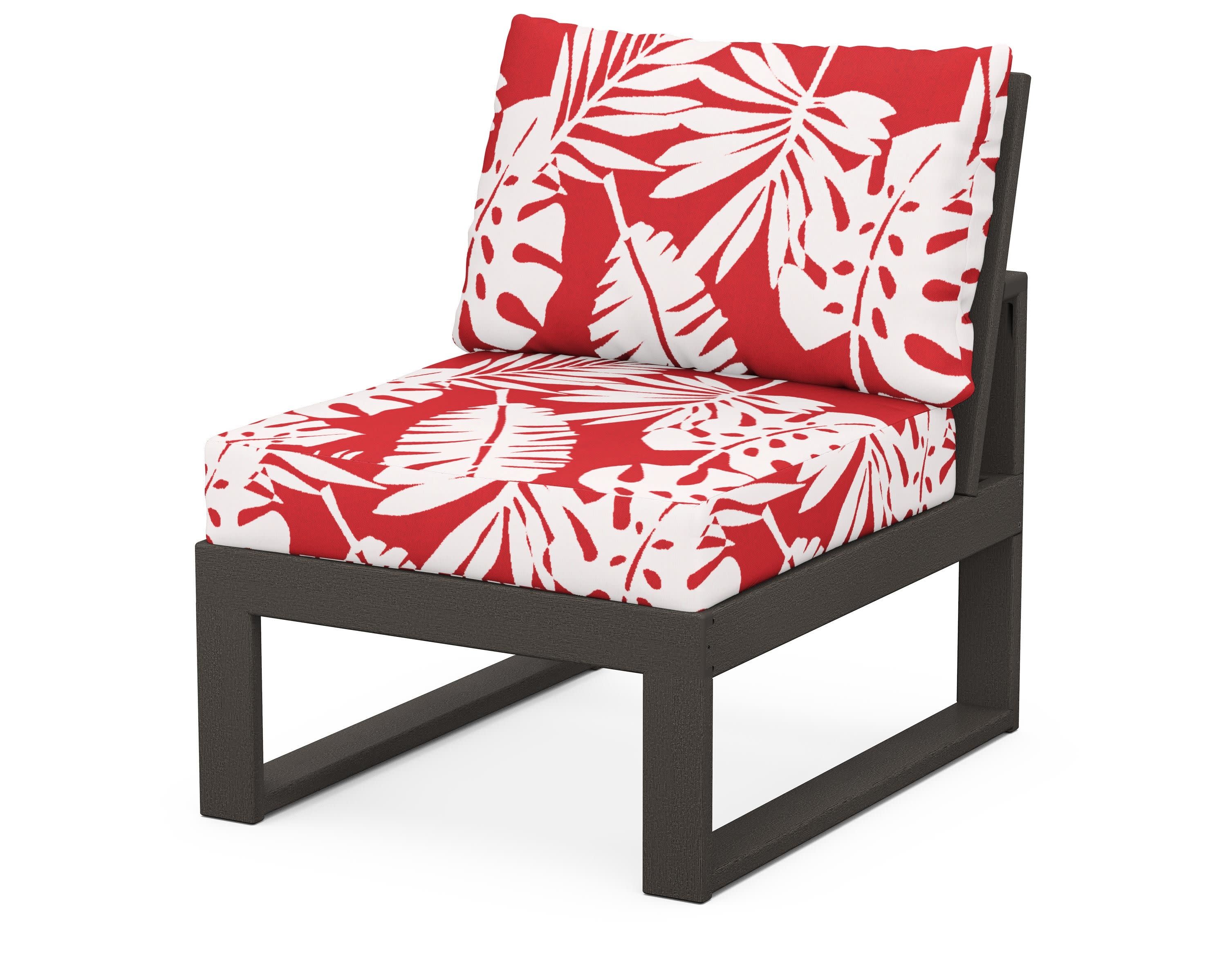 Modular Armless Chair in Vintage Coffee / Leaf Crimson