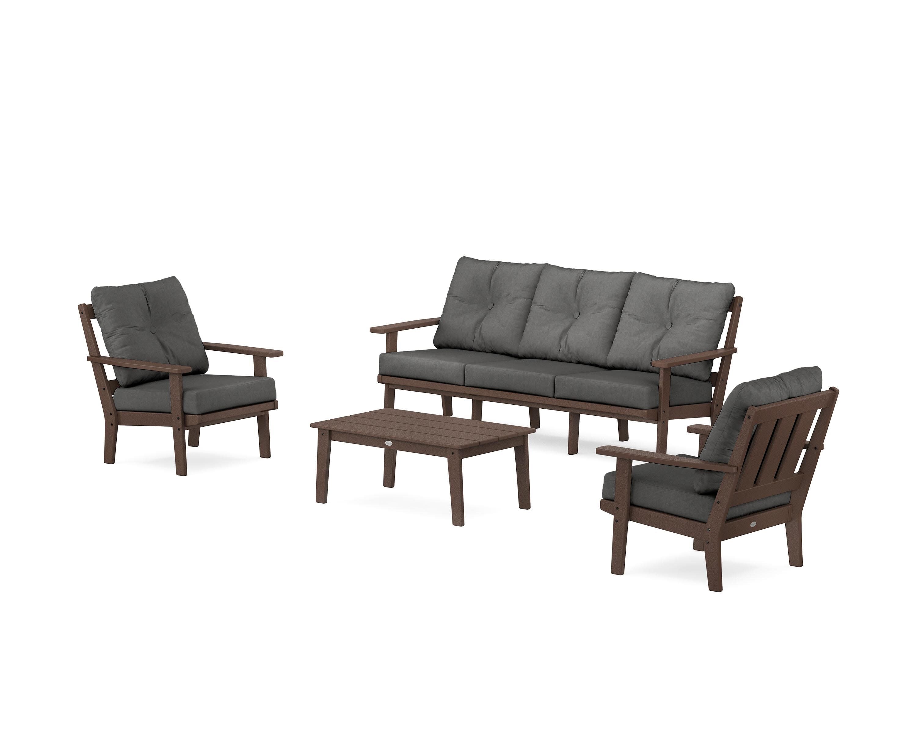 Oxford 4-Piece Deep Seating Set with Sofa in Mahogany / Spectrum Carbon