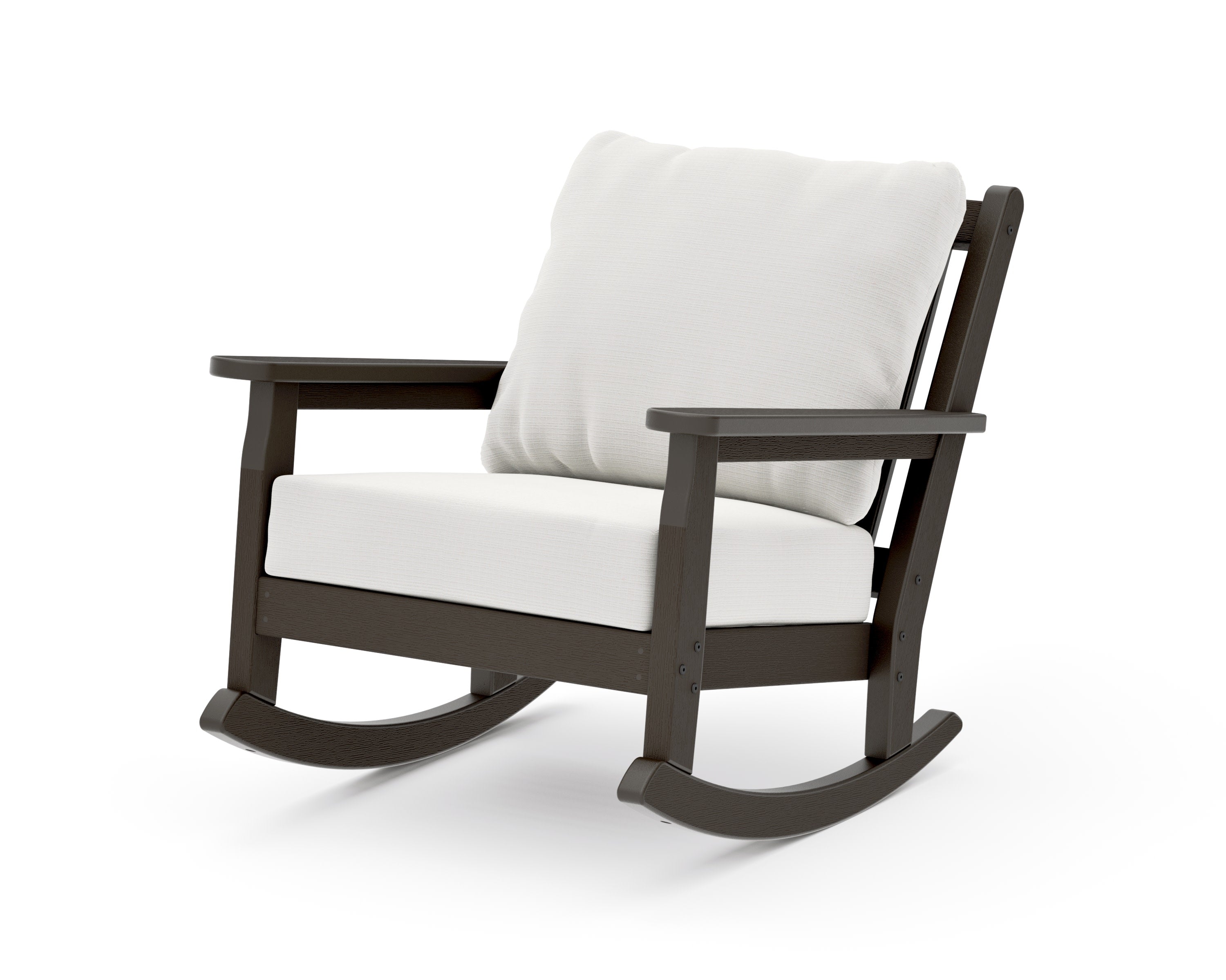 Chippendale Deep Seating Rocking Chair in Vintage Coffee / Natural Linen